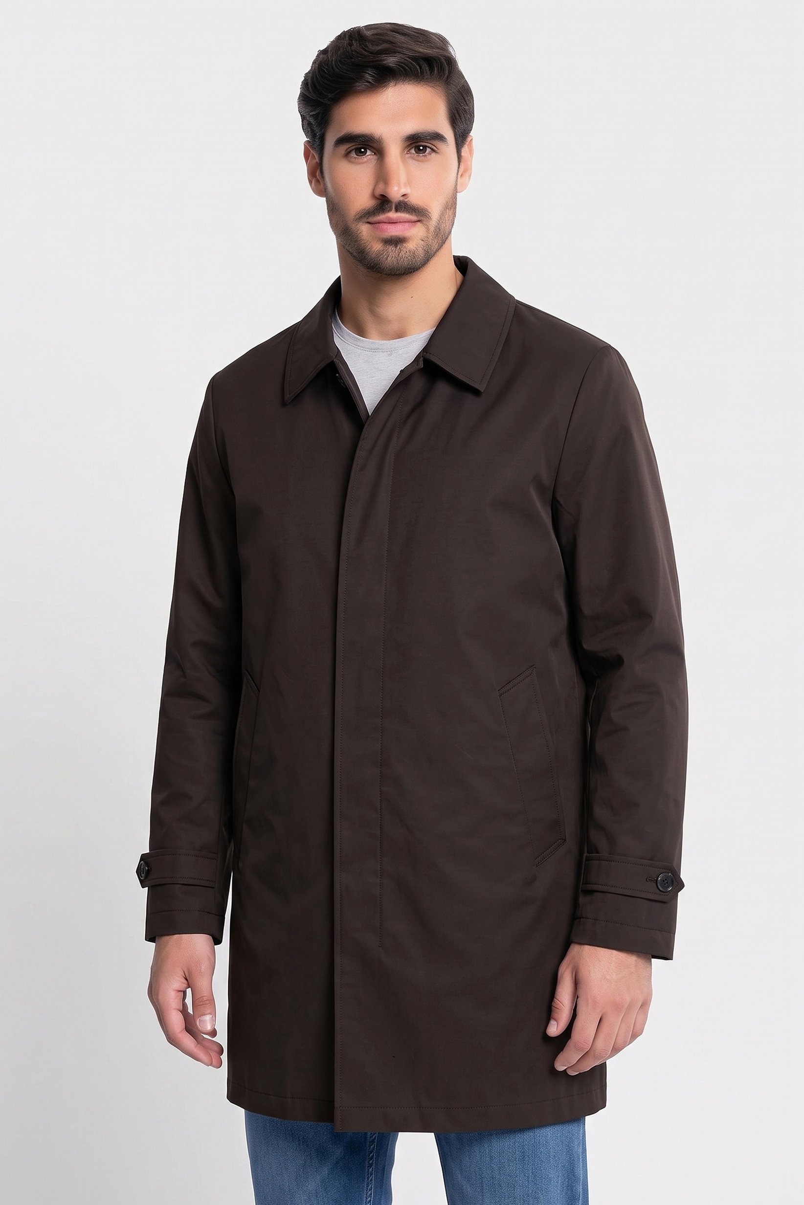 Men Solid Raincoat Jacket, Black