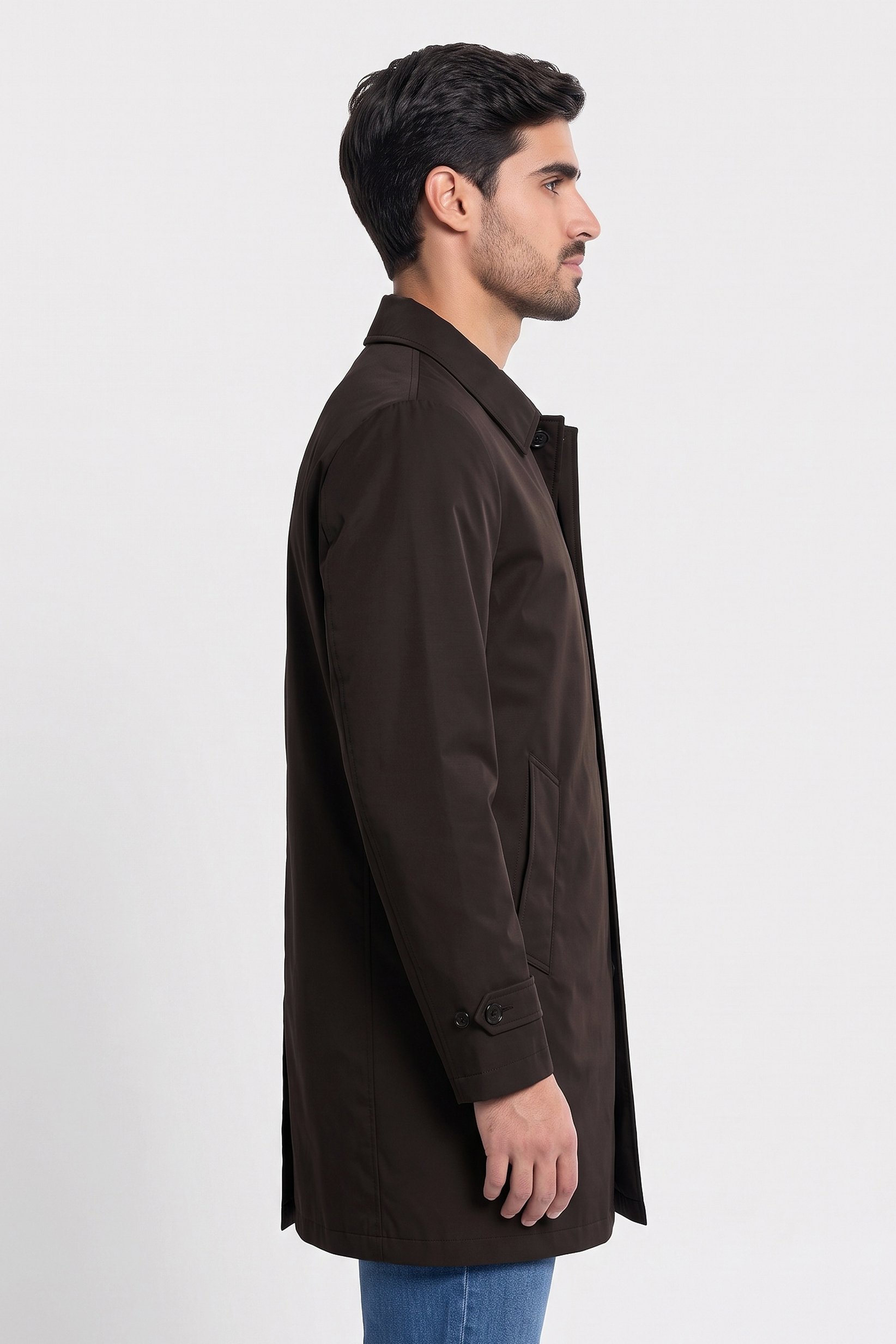 Men Solid Raincoat Jacket, Black