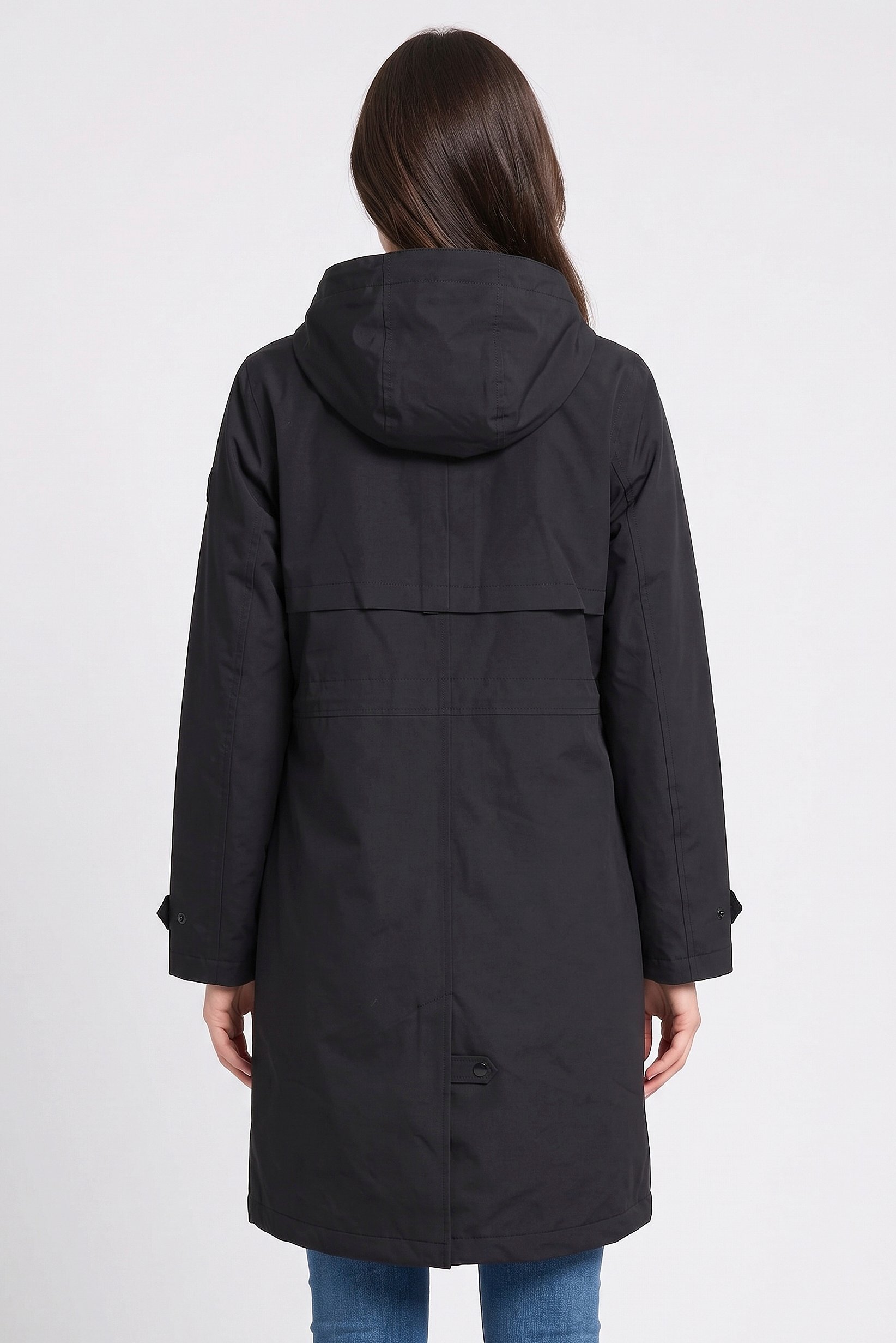 Women Solid Trench Coat, Black