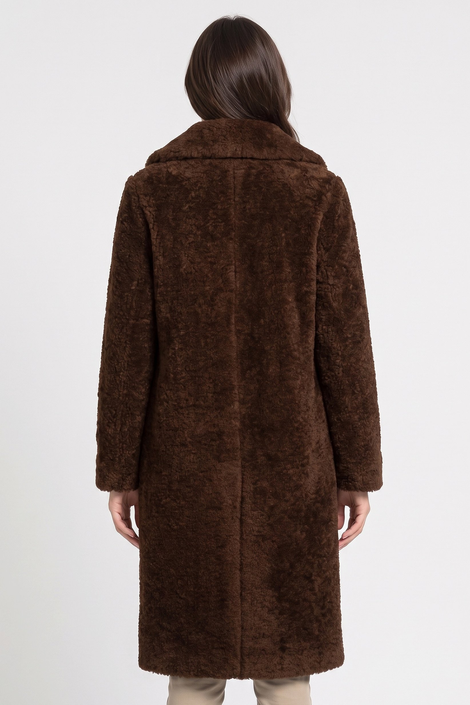 Women Textured Sherpa Jacket, Chocolate Brown