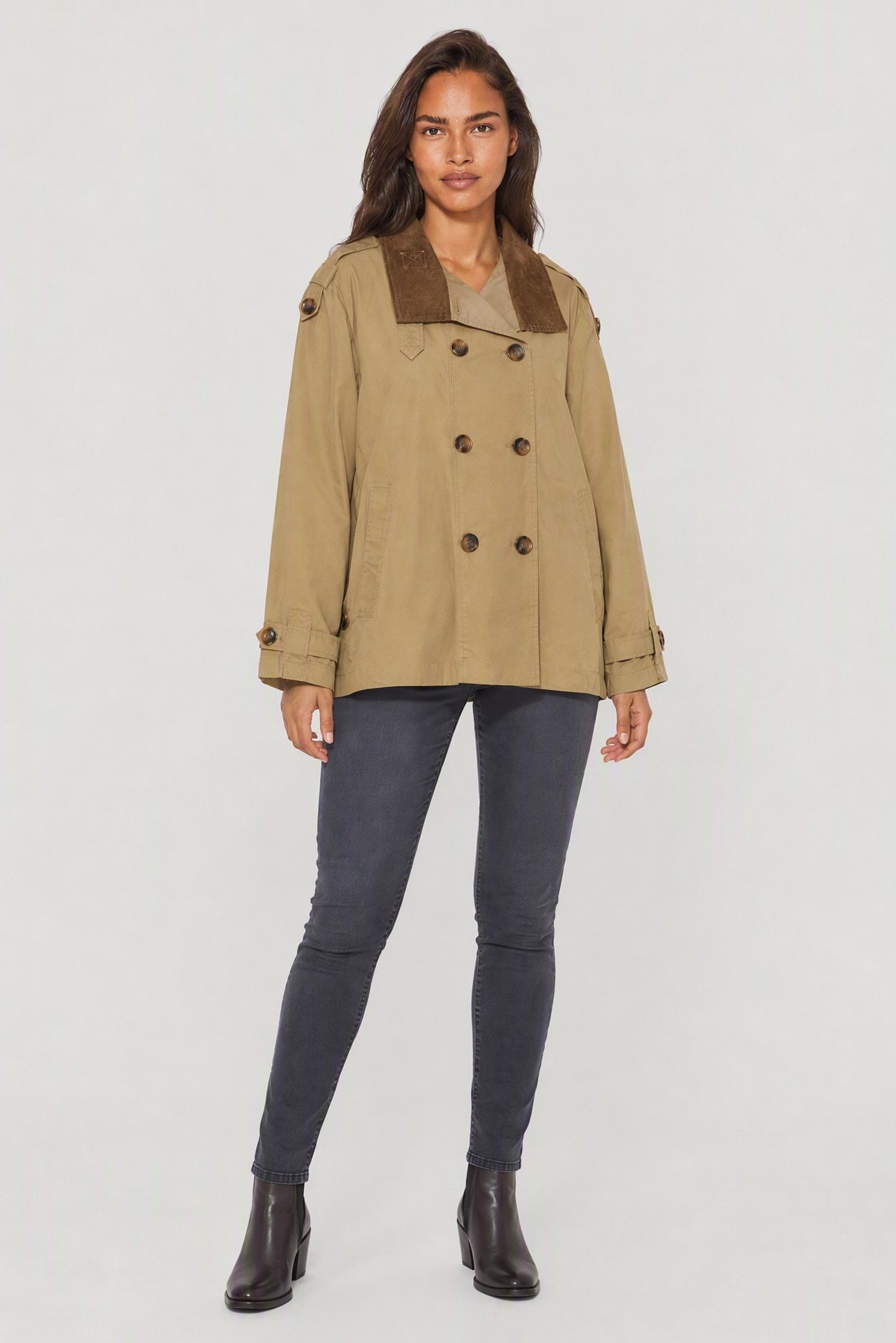 Women Plain Trench Coat, Tan