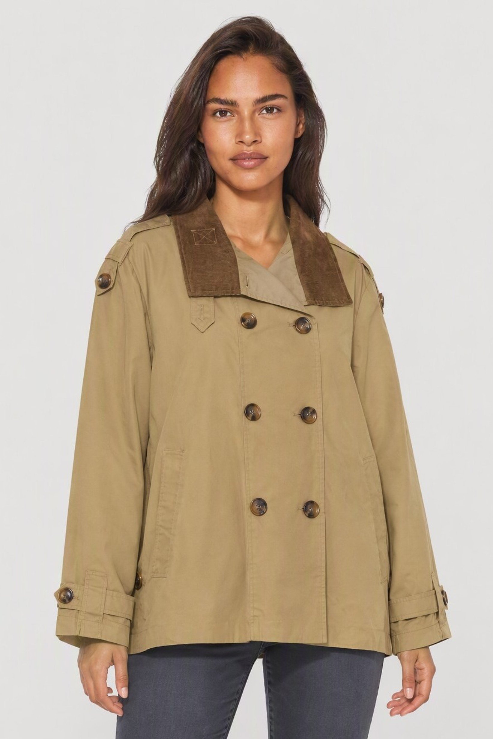 Women Plain Trench Coat, Tan