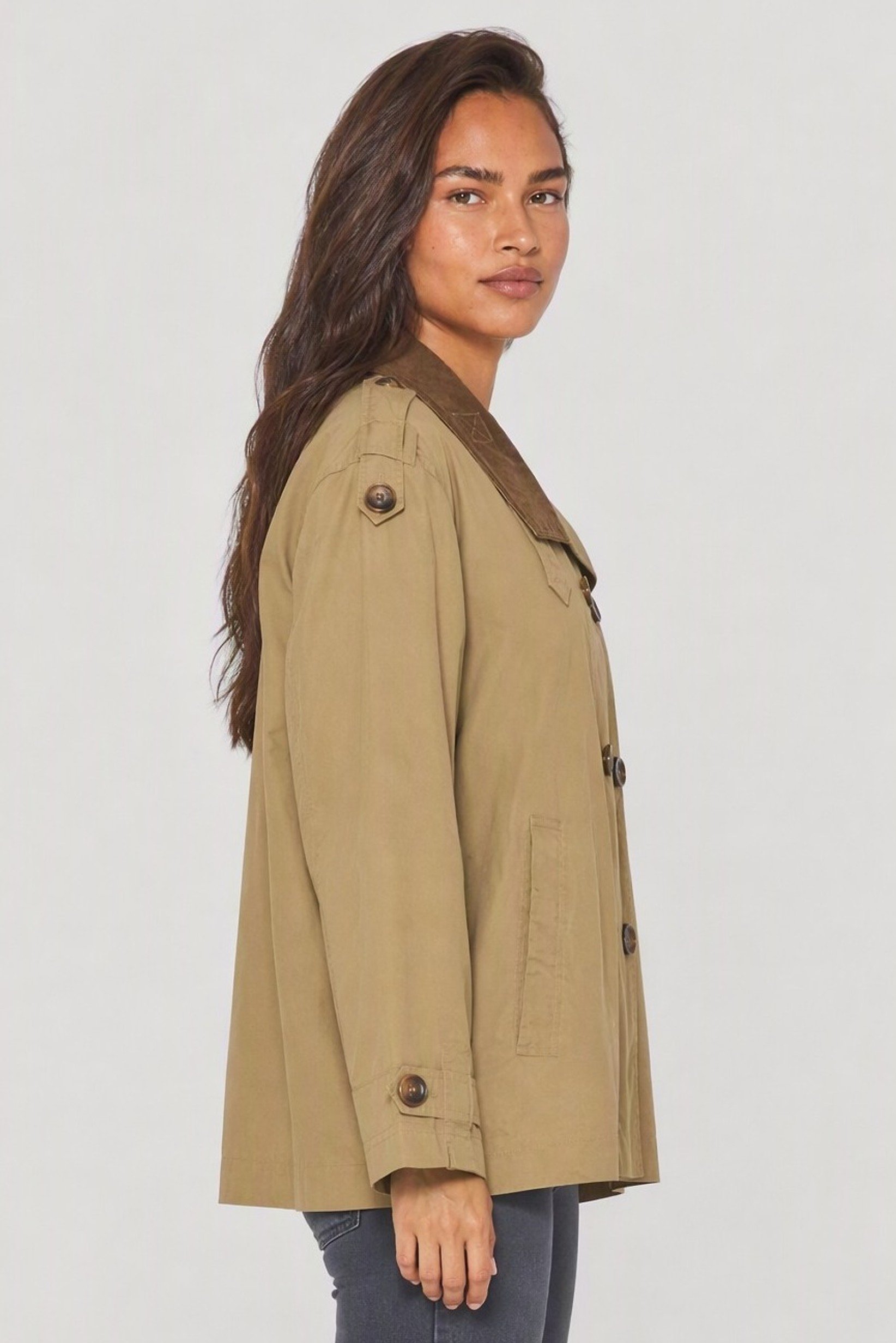 Women Plain Trench Coat, Tan