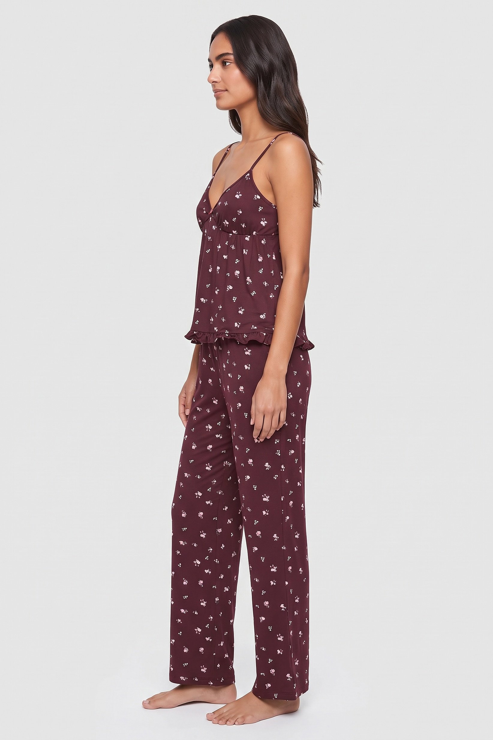 Women 3 Pcs Floral Print Top And Shorts With Pants Sleepwear Set, Multicolor