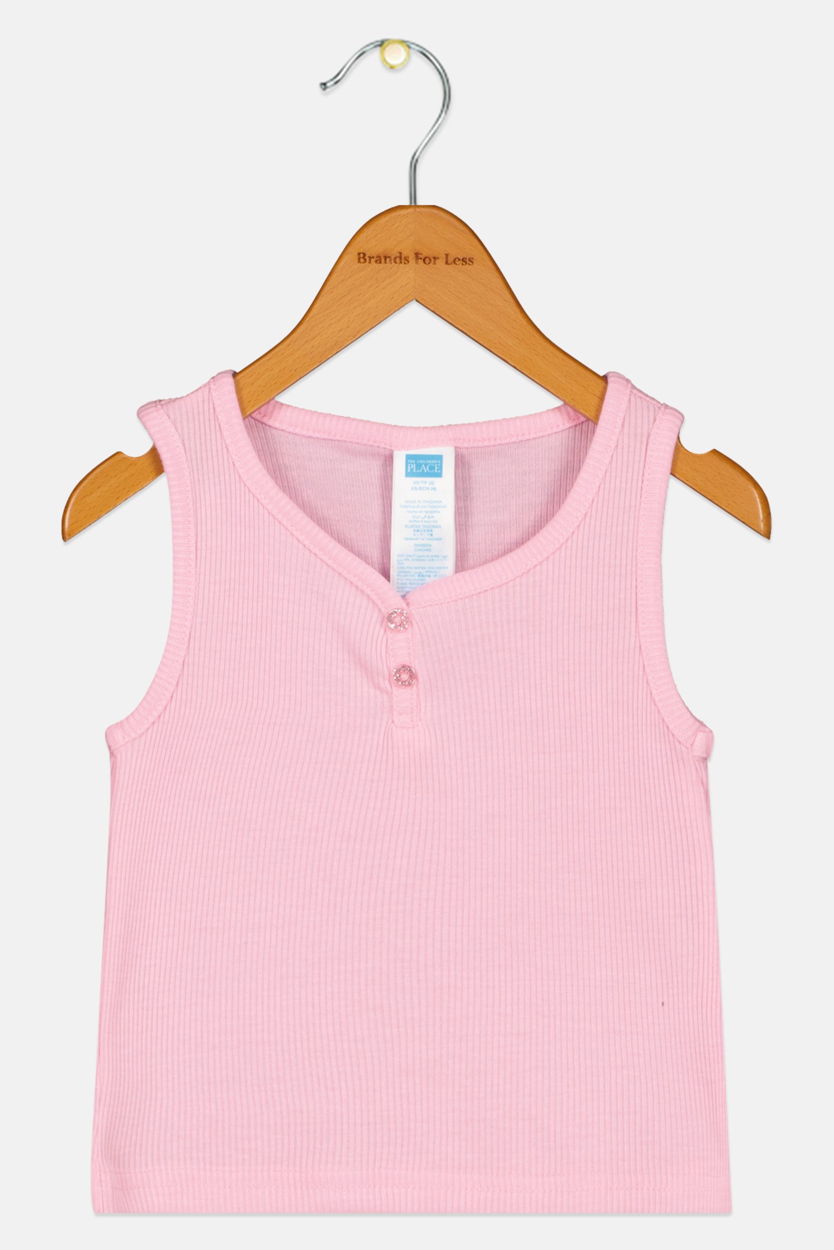 Kids Girl Round Neck Sleeveless Ribbed Tank Top, Pink