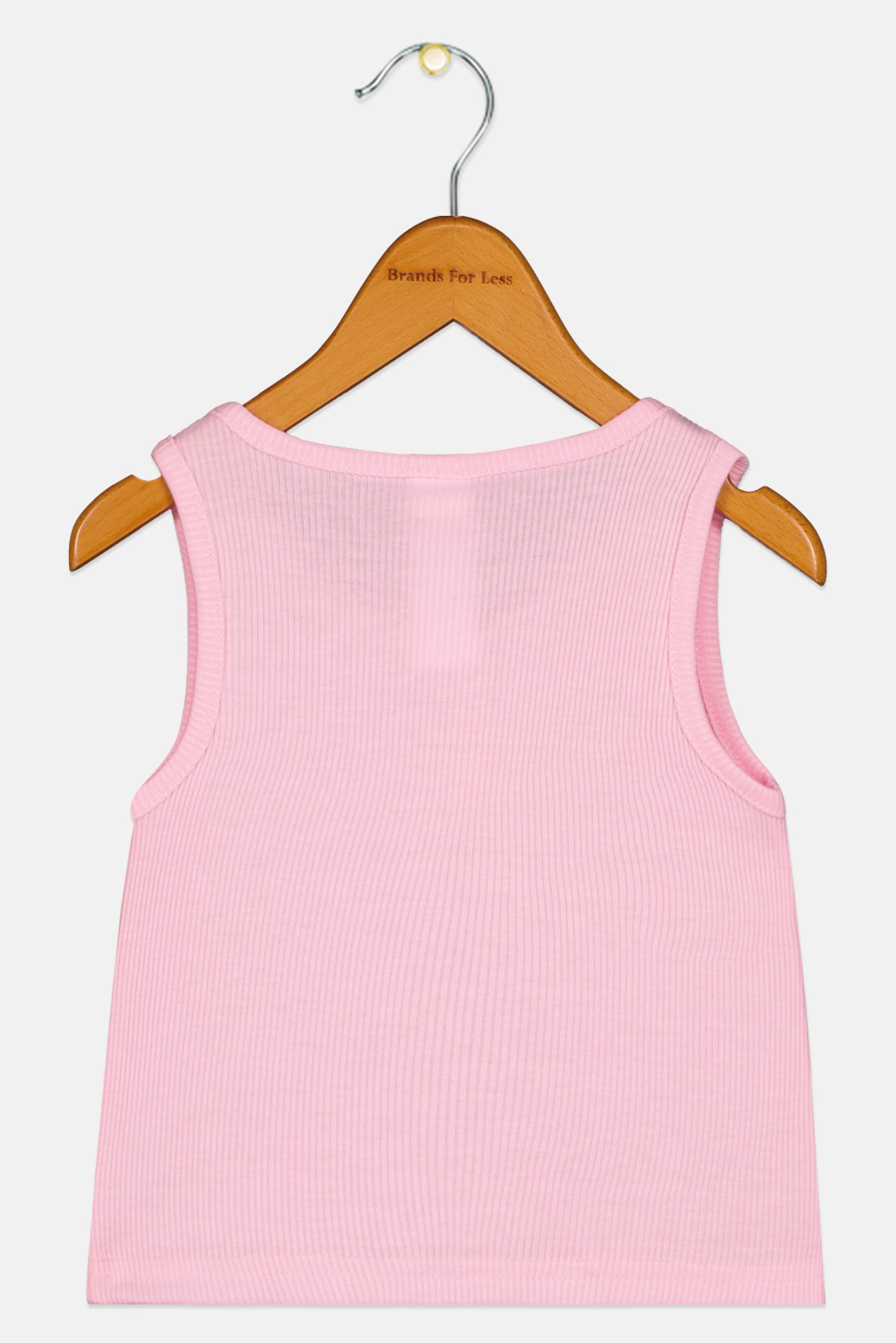 Kids Girl Round Neck Sleeveless Ribbed Tank Top, Pink