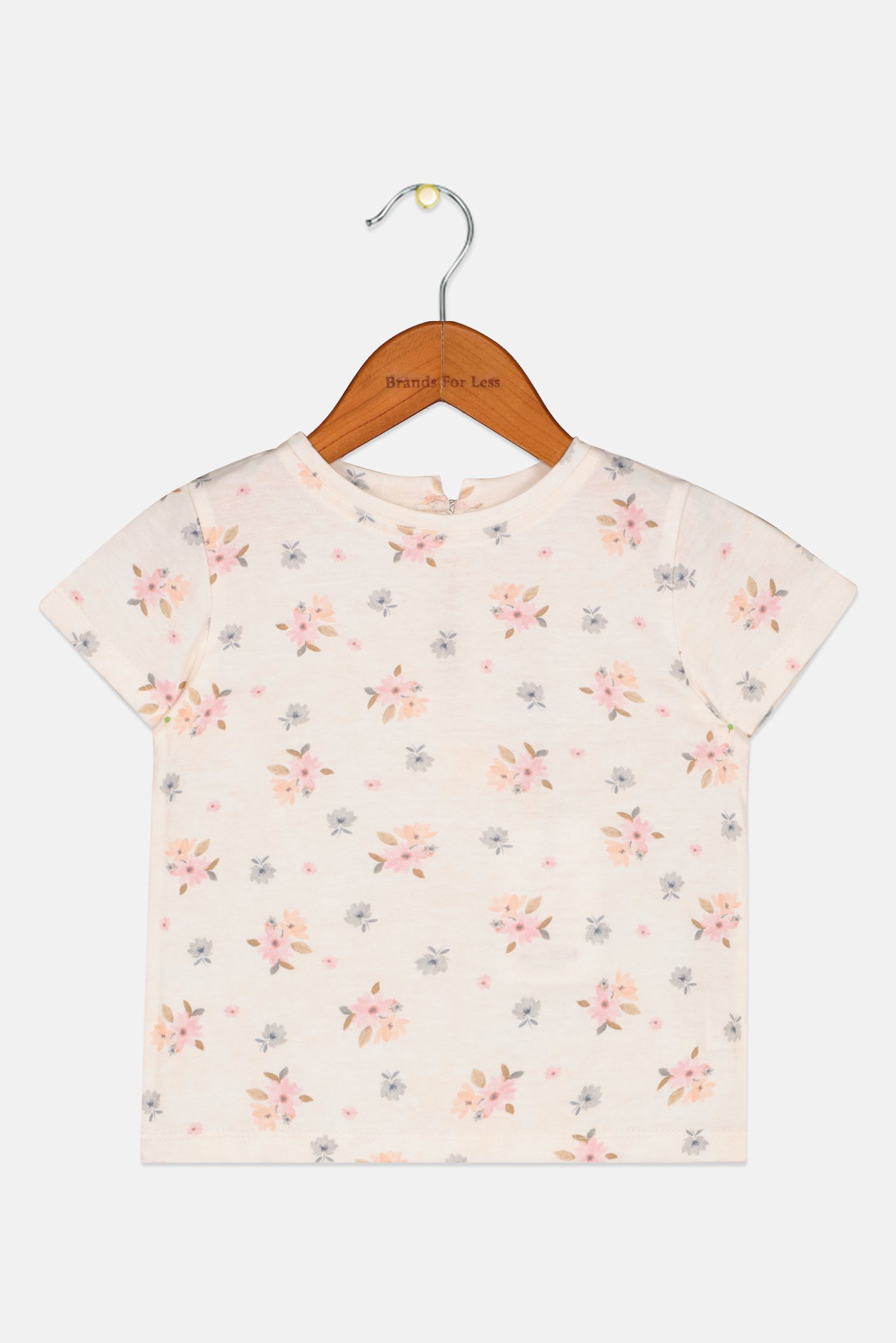 Toddlers Girl Crew Neck Short Sleeve Floral Print T-Shirt, Light Pink
