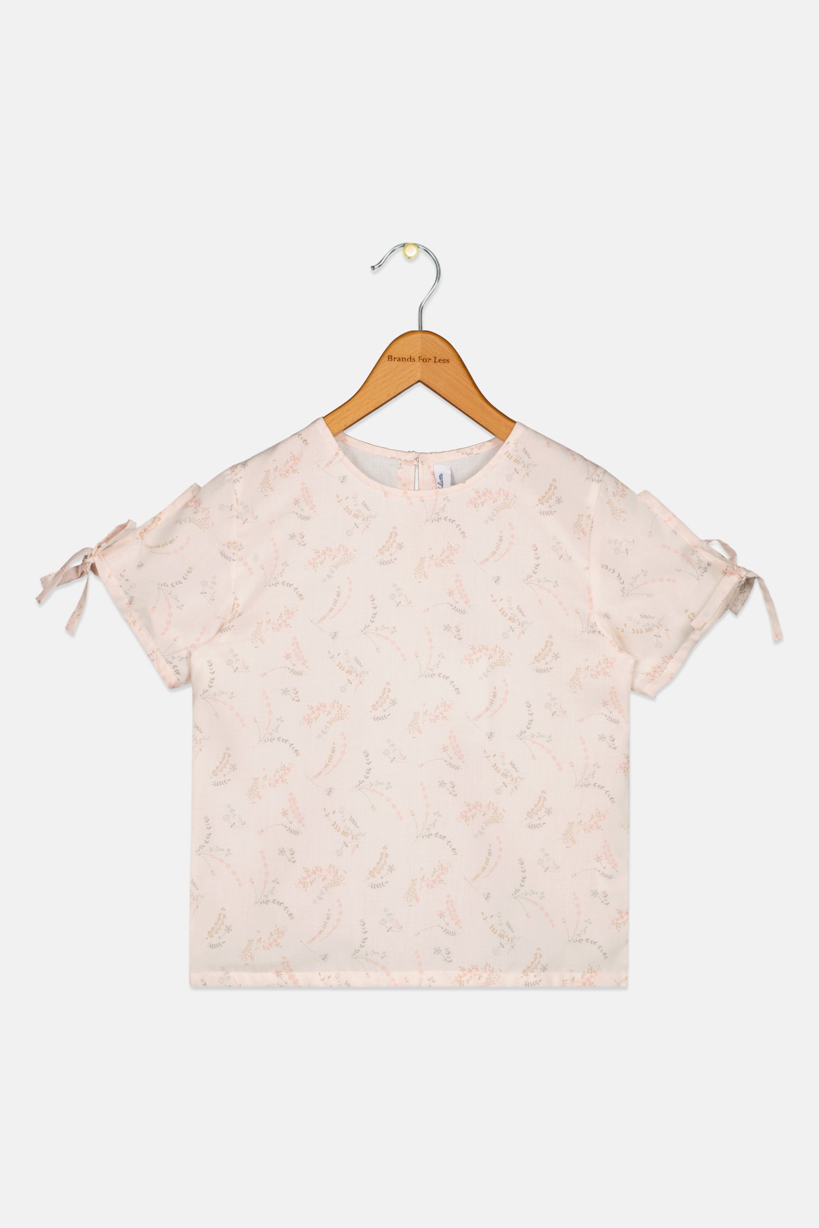 Kids Girl Crew Neck Short Sleeve Floral Print T-Shirt, Light Pink