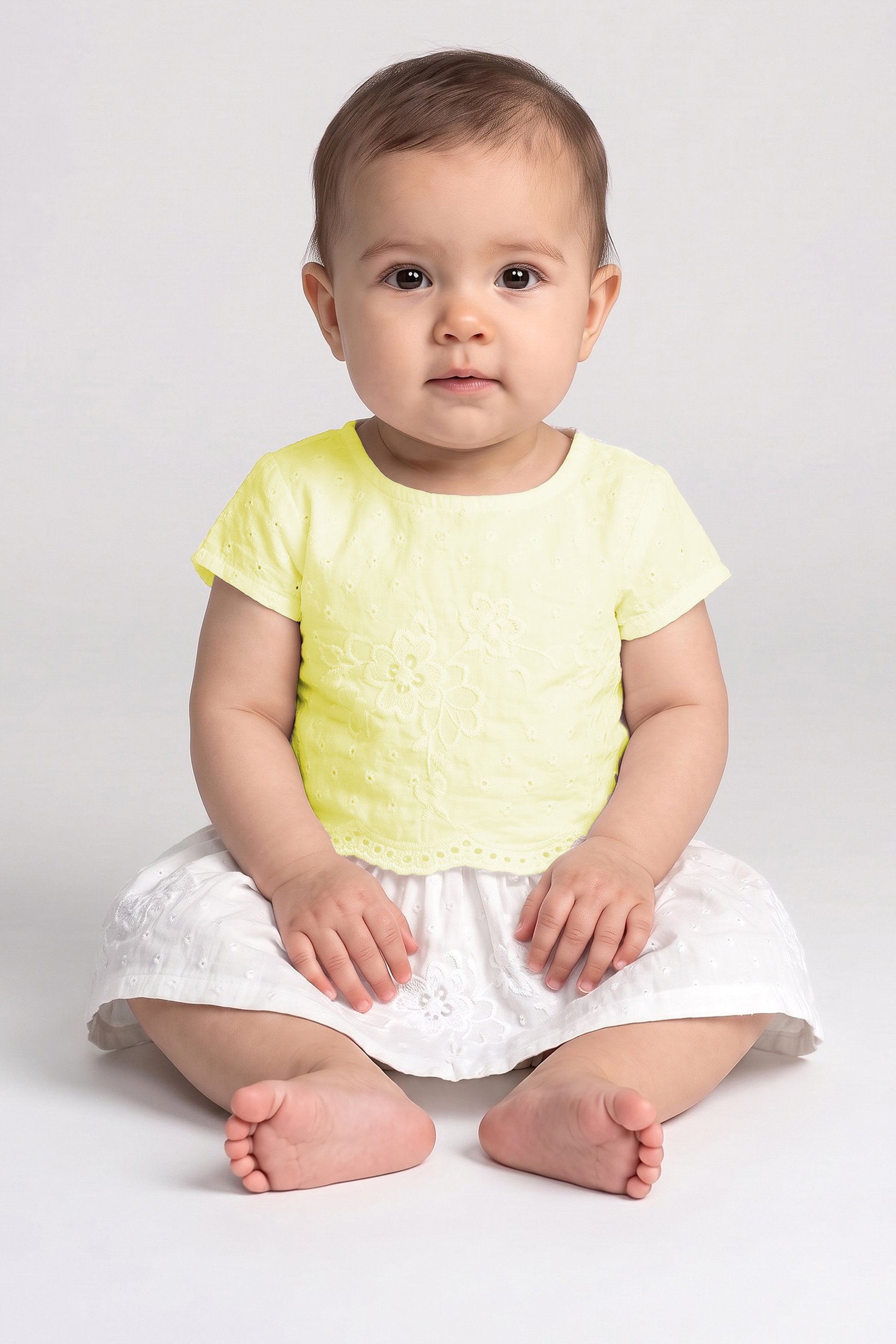 Toddlers Girl Embroidered Skirt, White