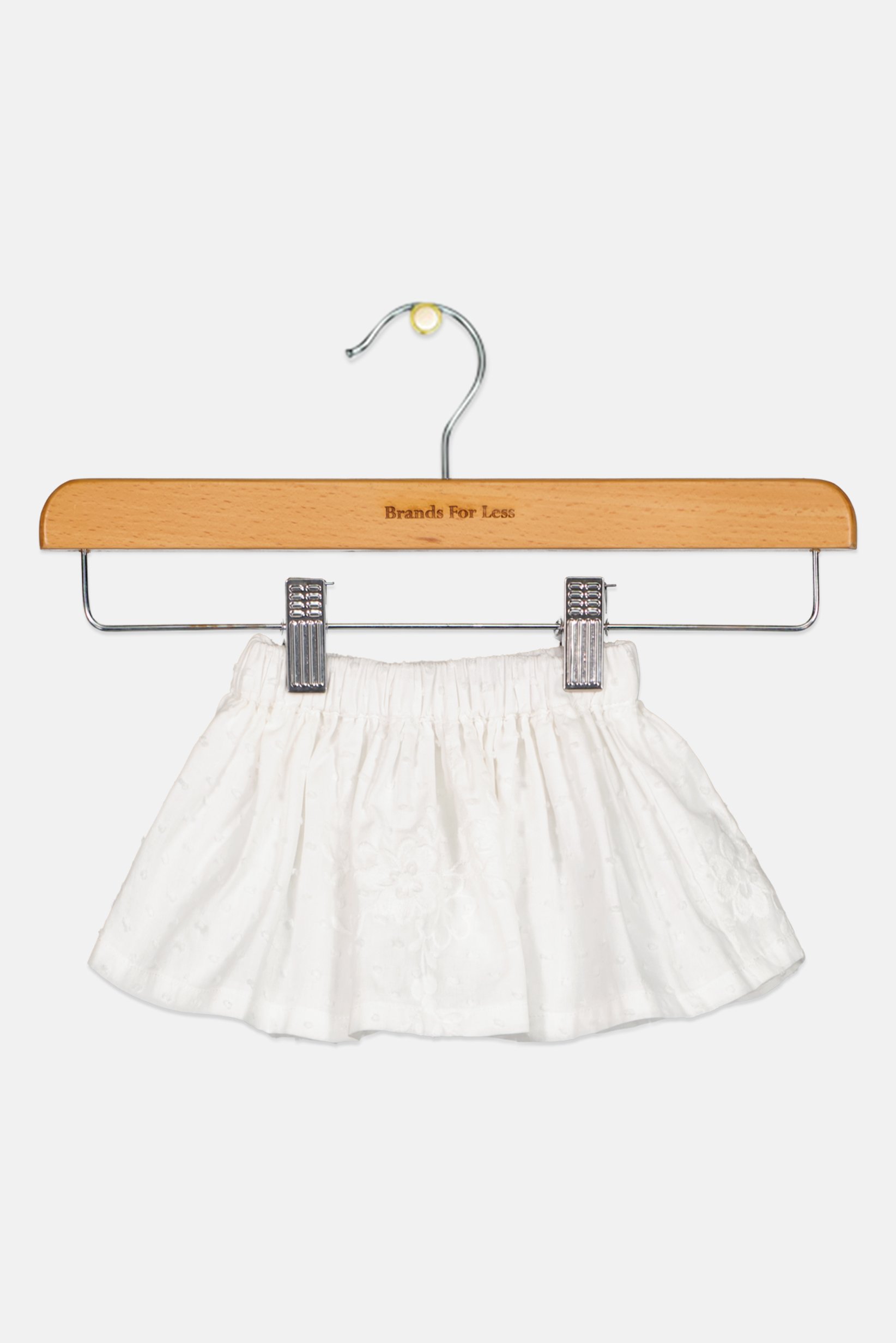 Toddlers Girl Embroidered Skirt, White