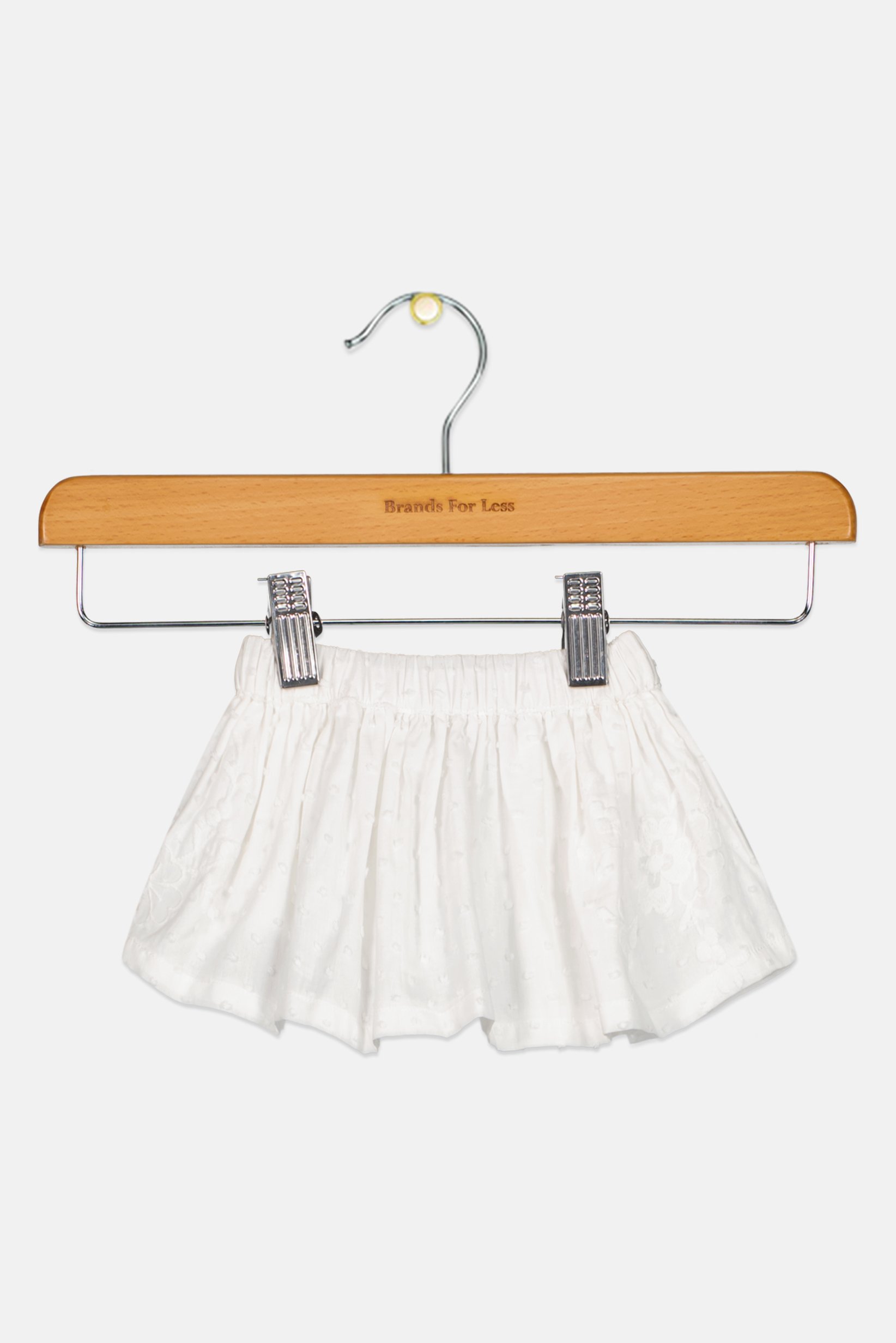 Toddlers Girl Embroidered Skirt, White