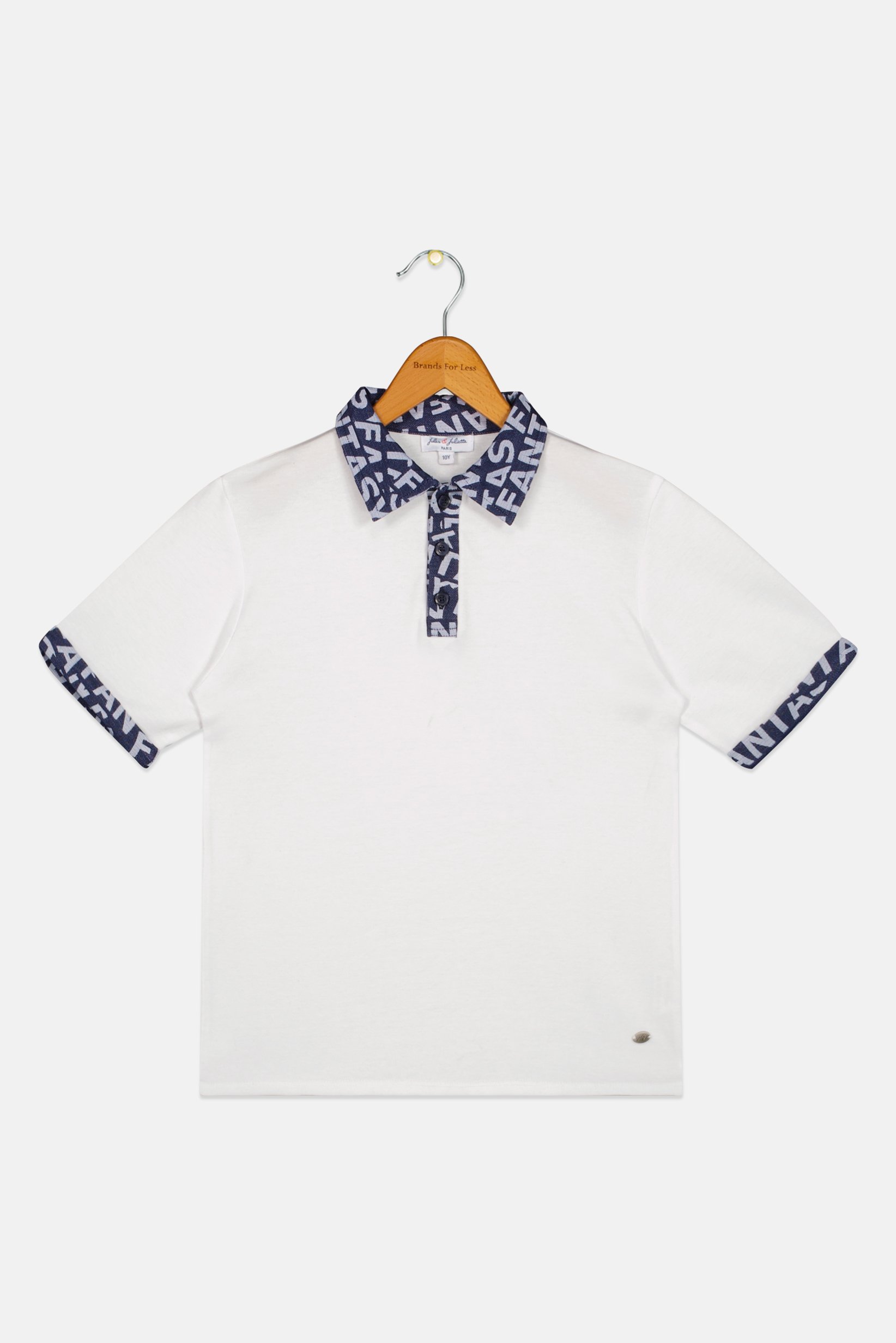 Kids Boy Graphic Print Short Sleeve Polo Shirt, White