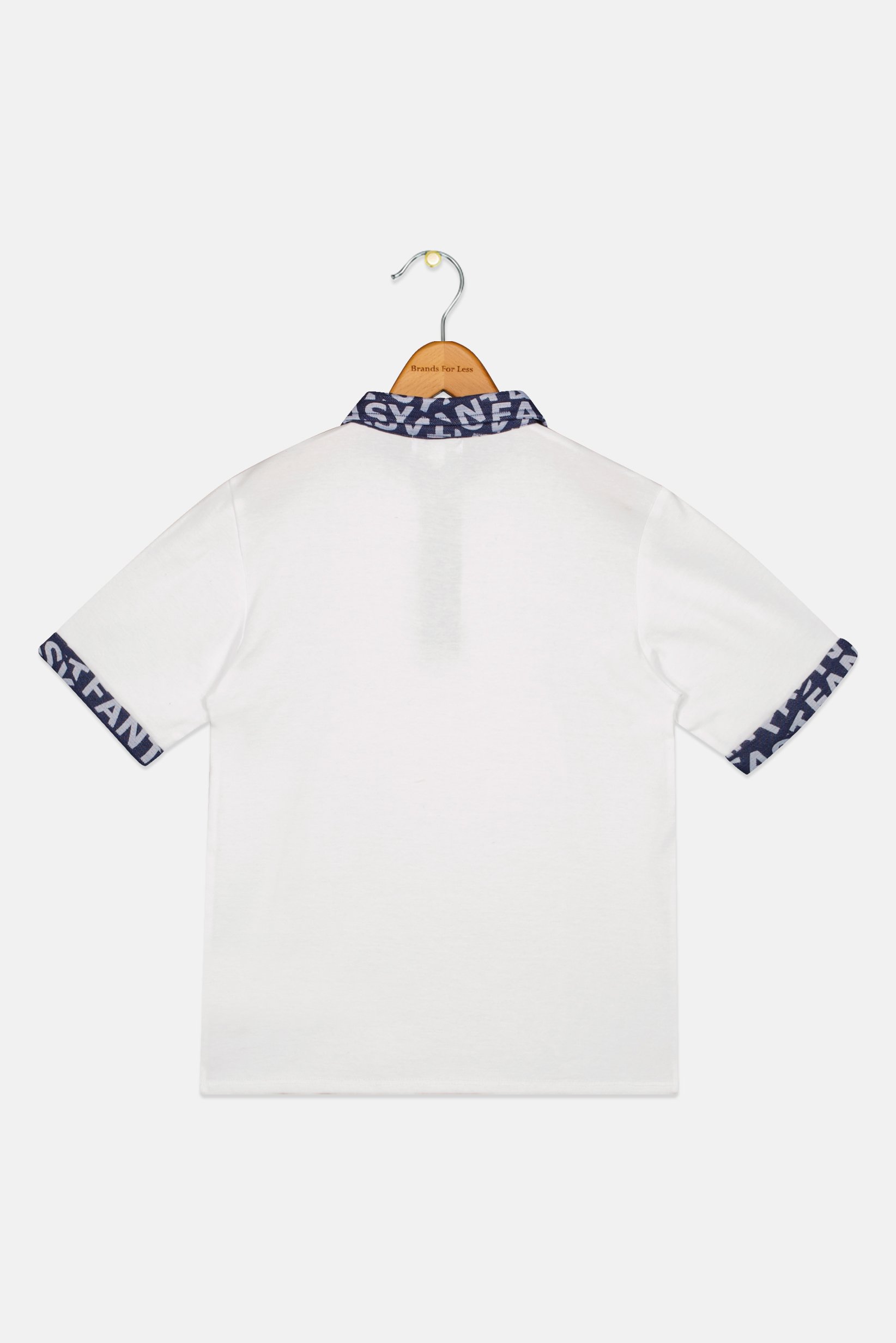 Kids Boy Graphic Print Short Sleeve Polo Shirt, White