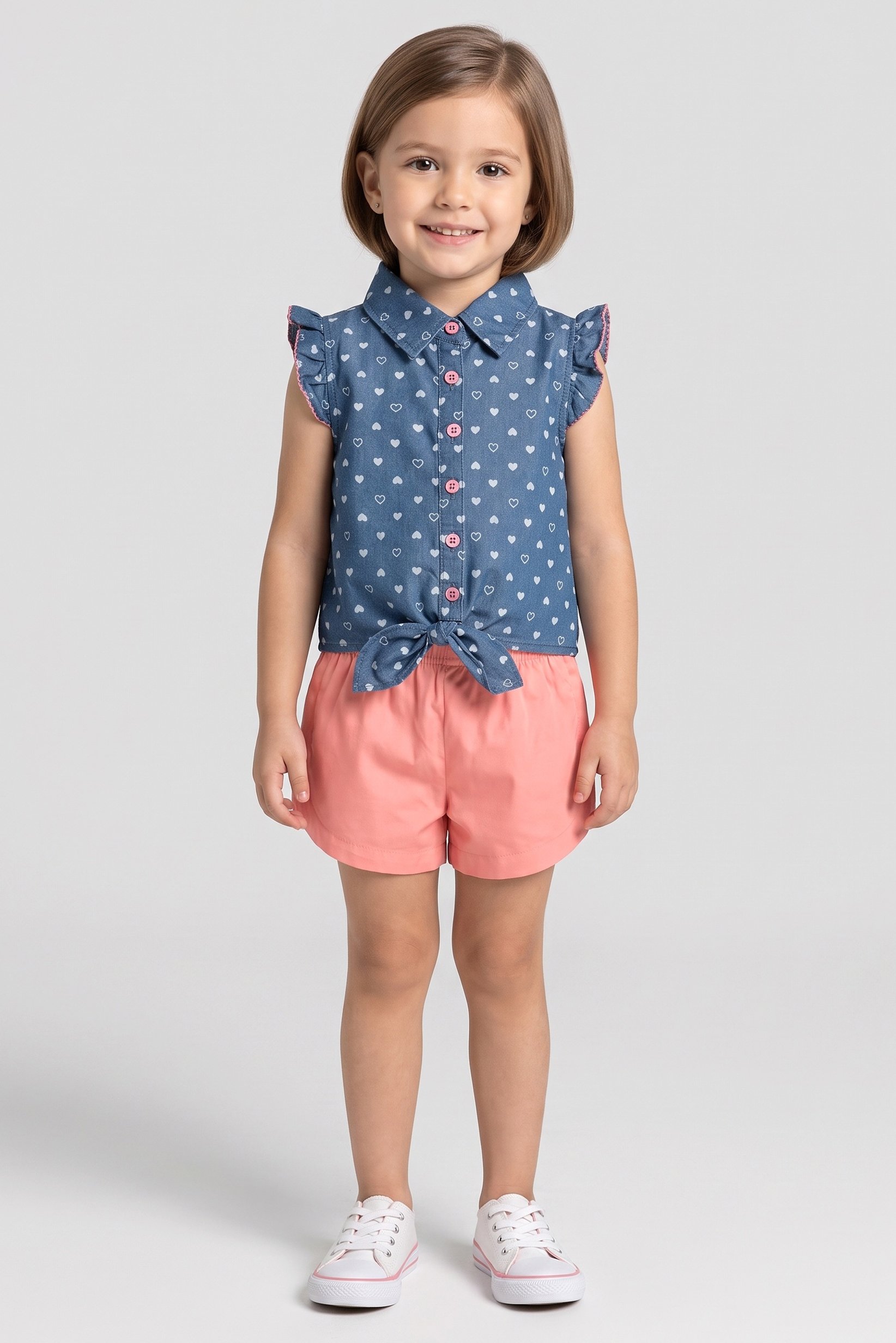 Toddlers Girl 2 Pieces Allover Print Top And Shorts Set, Multicolor