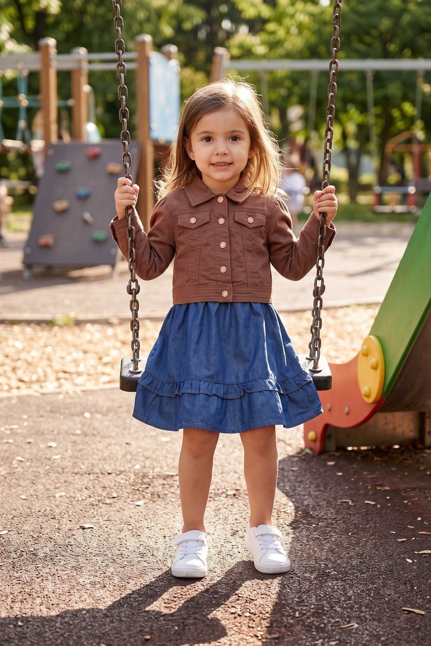 Toddlers Girl 2 Pieces Embroidered Denim Jacket And Dress Set, Multicolor