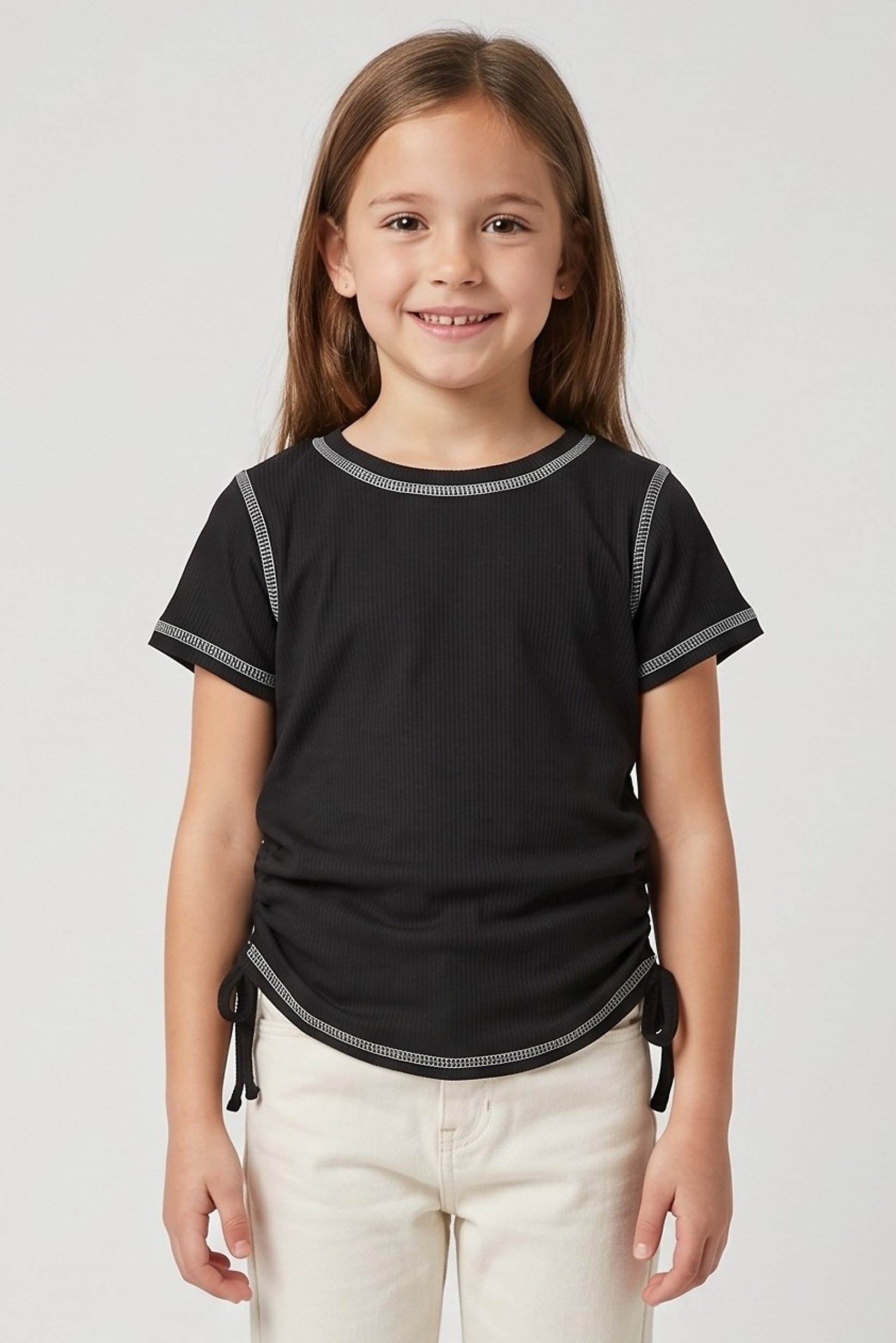 Kids Girl 3 Pcs Short Sleeve Graphic Print Top Set, Multicolor