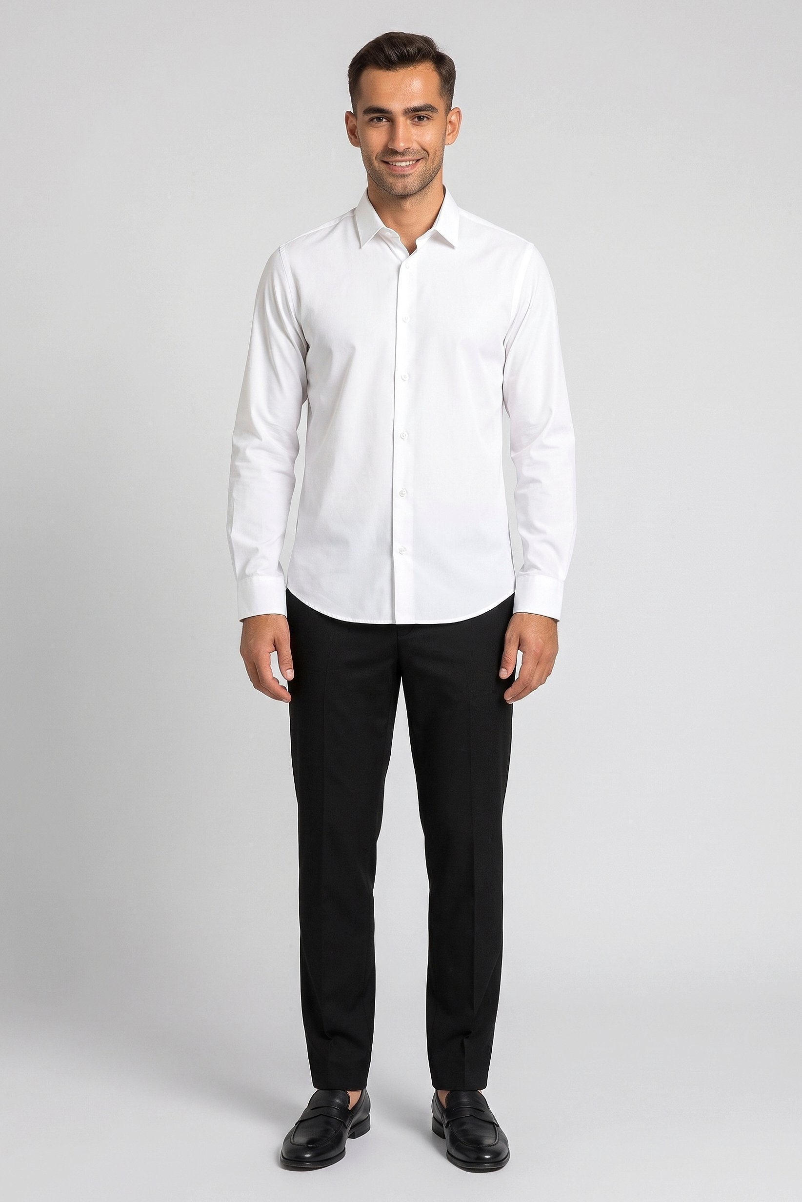 Men Regular Fit Solid Long Sleeve Casual Shirt, White