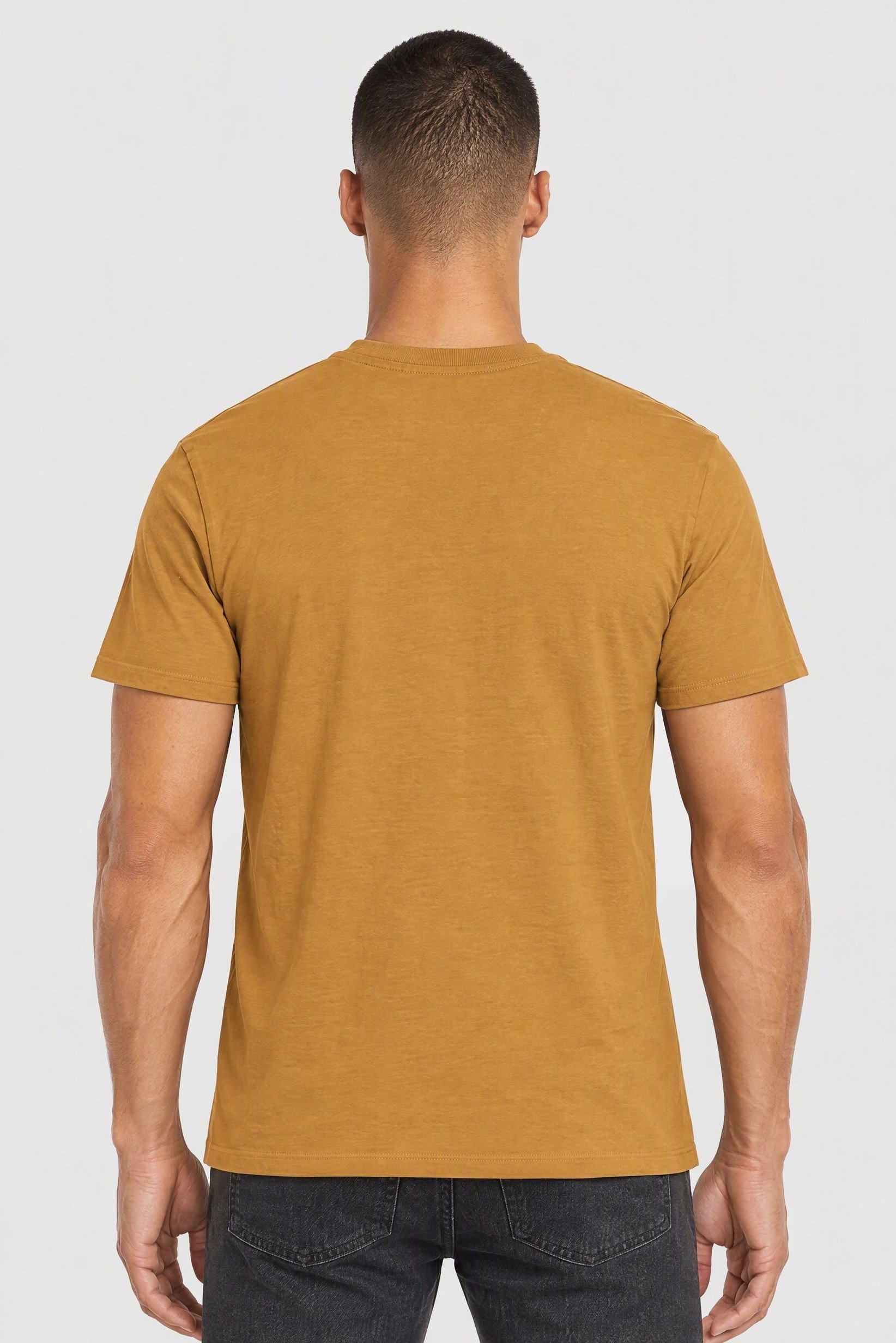Men Crew Neck Short Sleeves Solid T-shirt, Gold