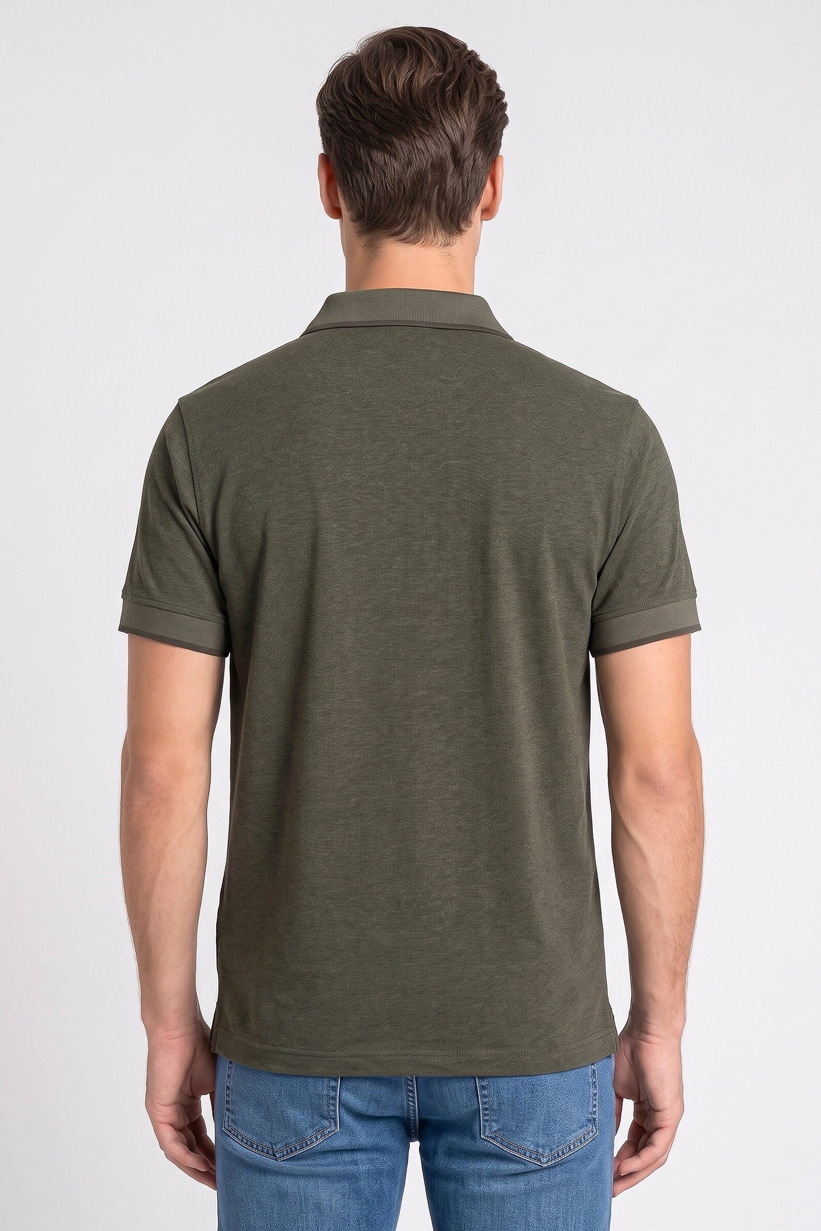 Men Regular Fit Short Sleeve Heather Polo Shirt, Olive