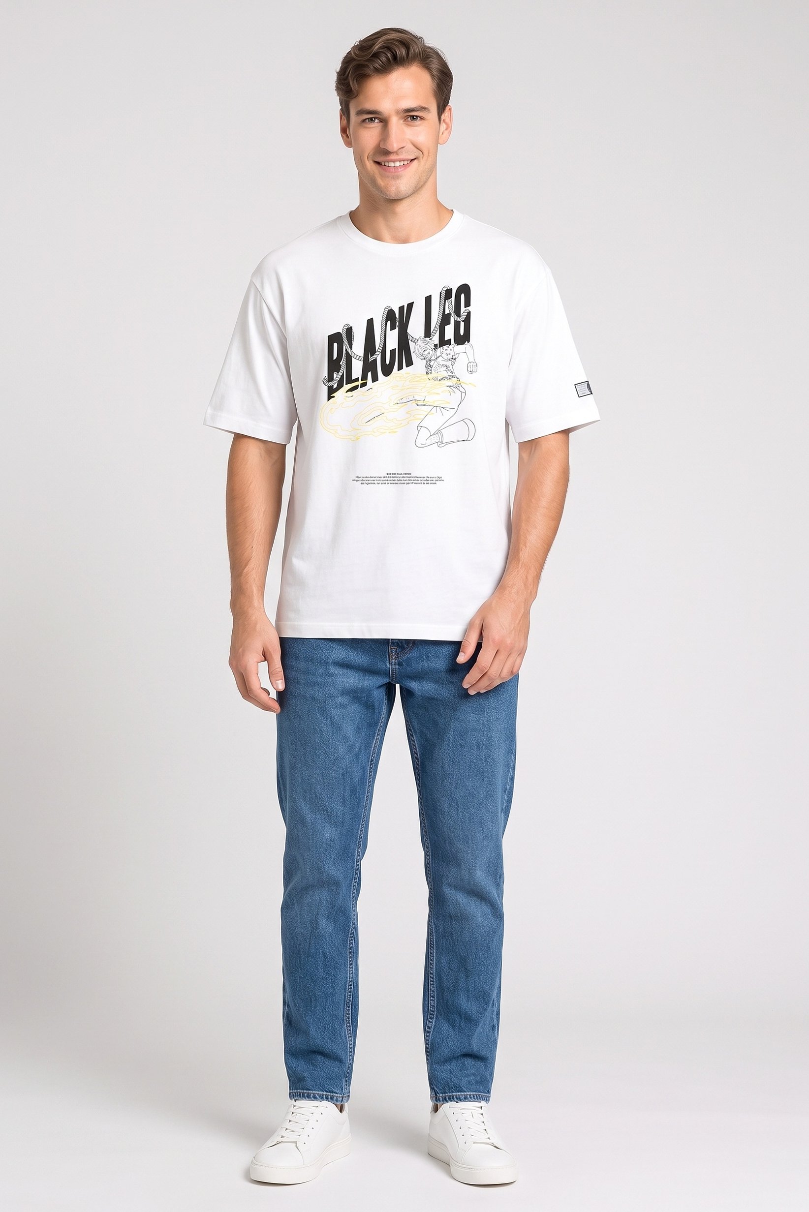 Men Crew Neck Short Sleeve Graphic Print T-Shirt, White