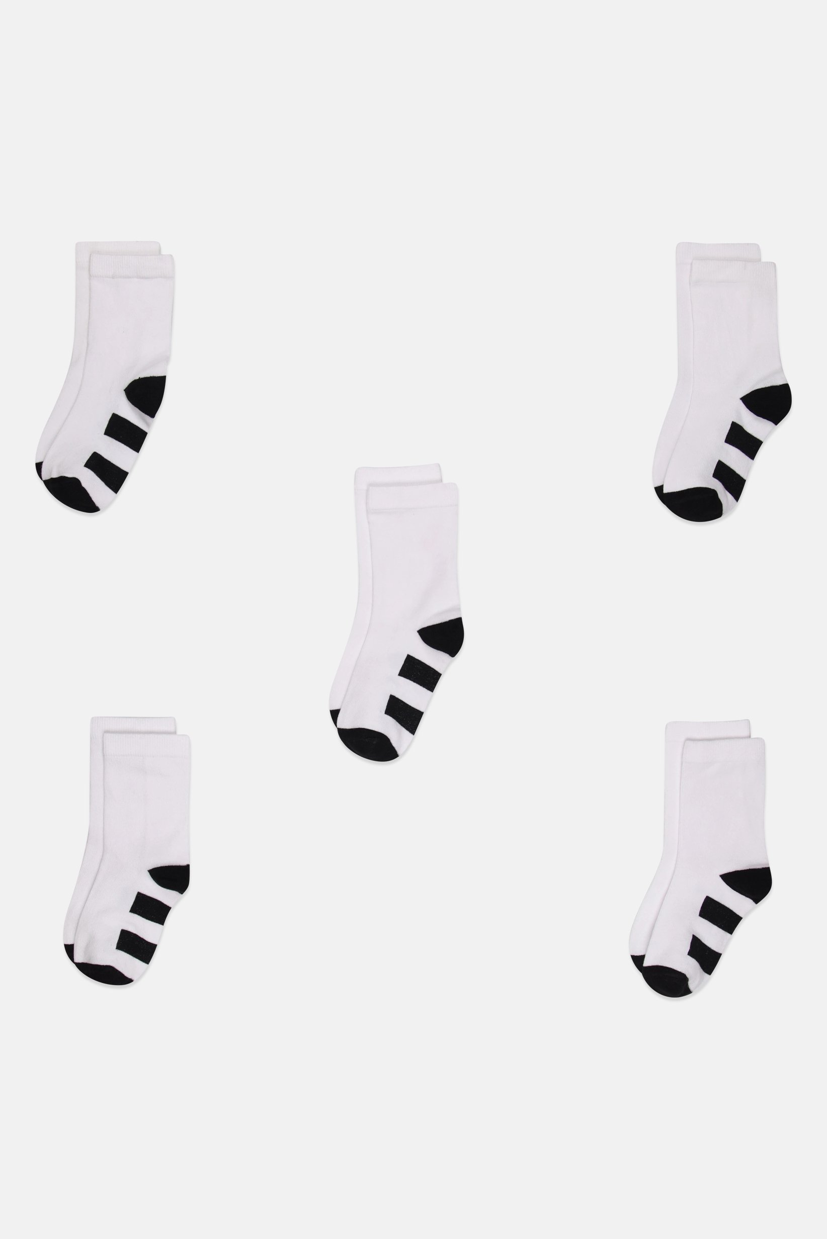 Toddlers Boy 5 Pairs Stripe Crew Socks, Multicolor