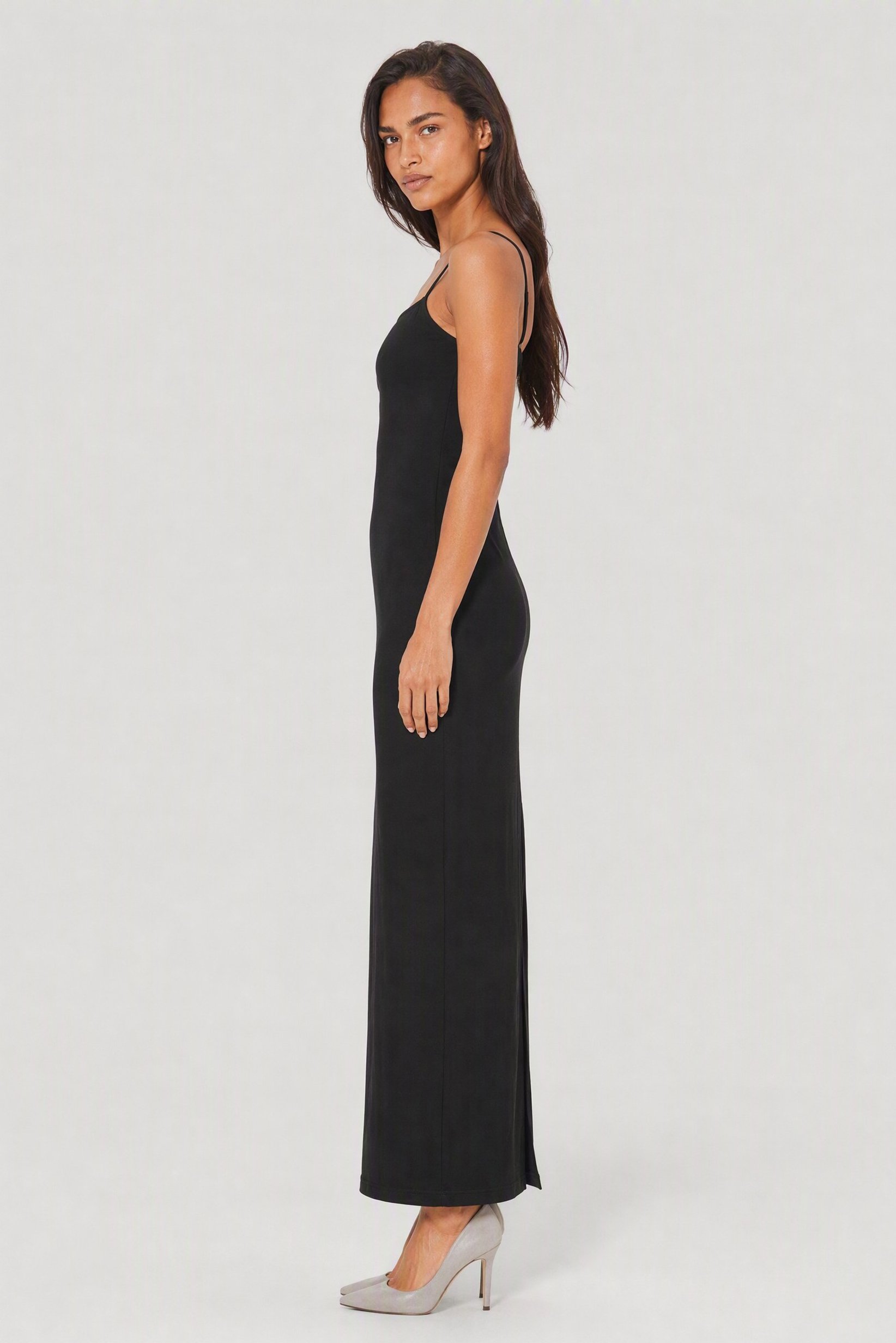 Women Solid Maxi Dress, Black