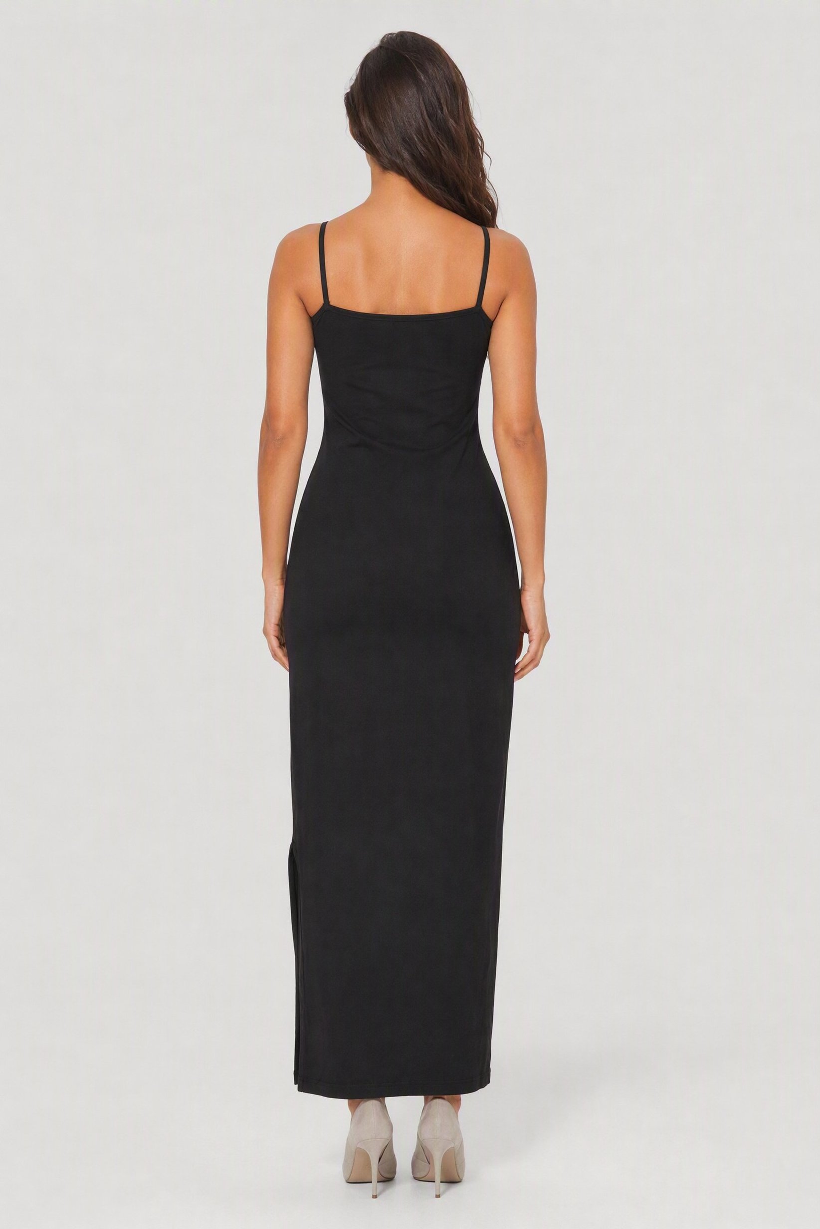 Women Solid Maxi Dress, Black