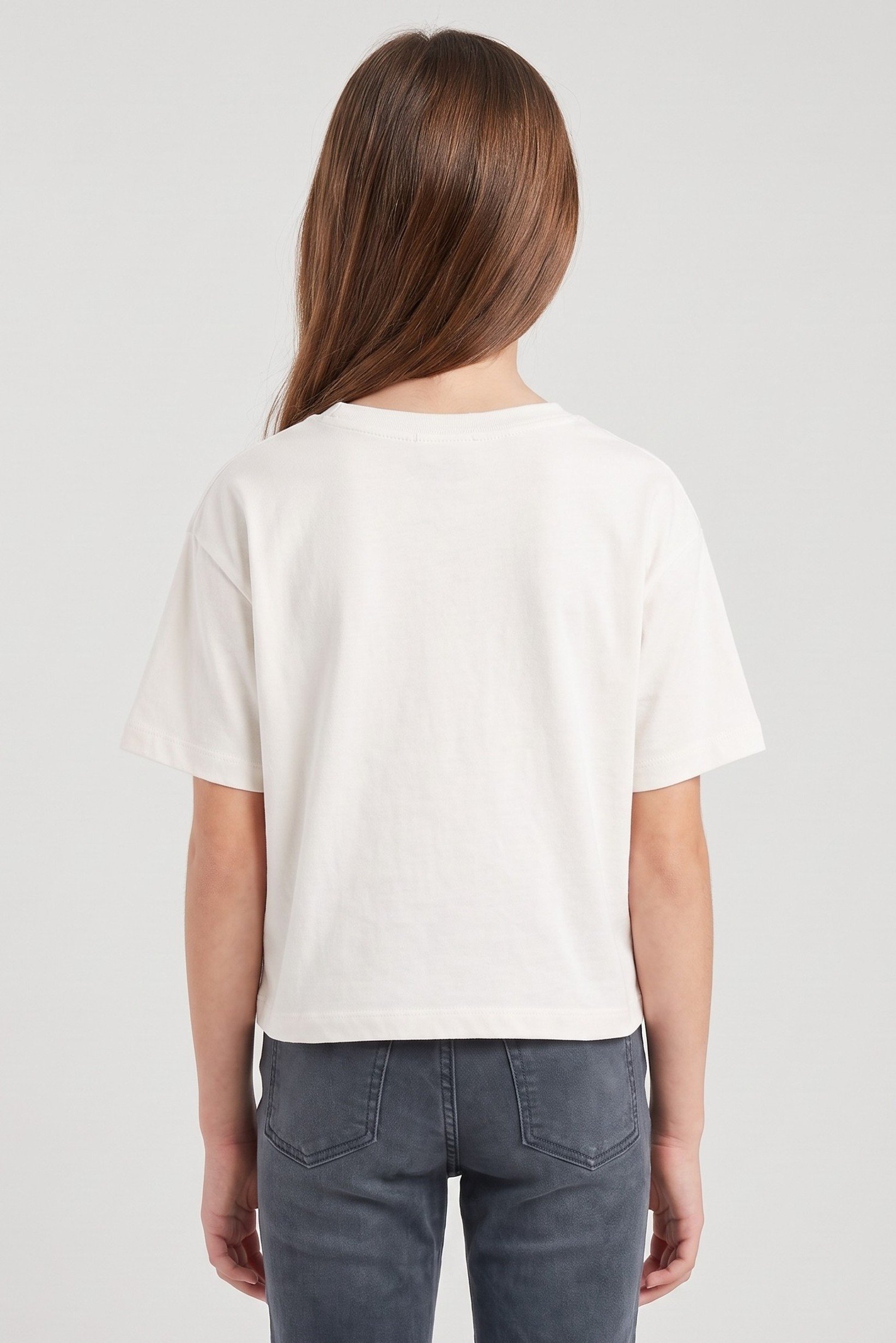 Kids Girl Short Sleeve Brand Logo T-Shirt, Off White