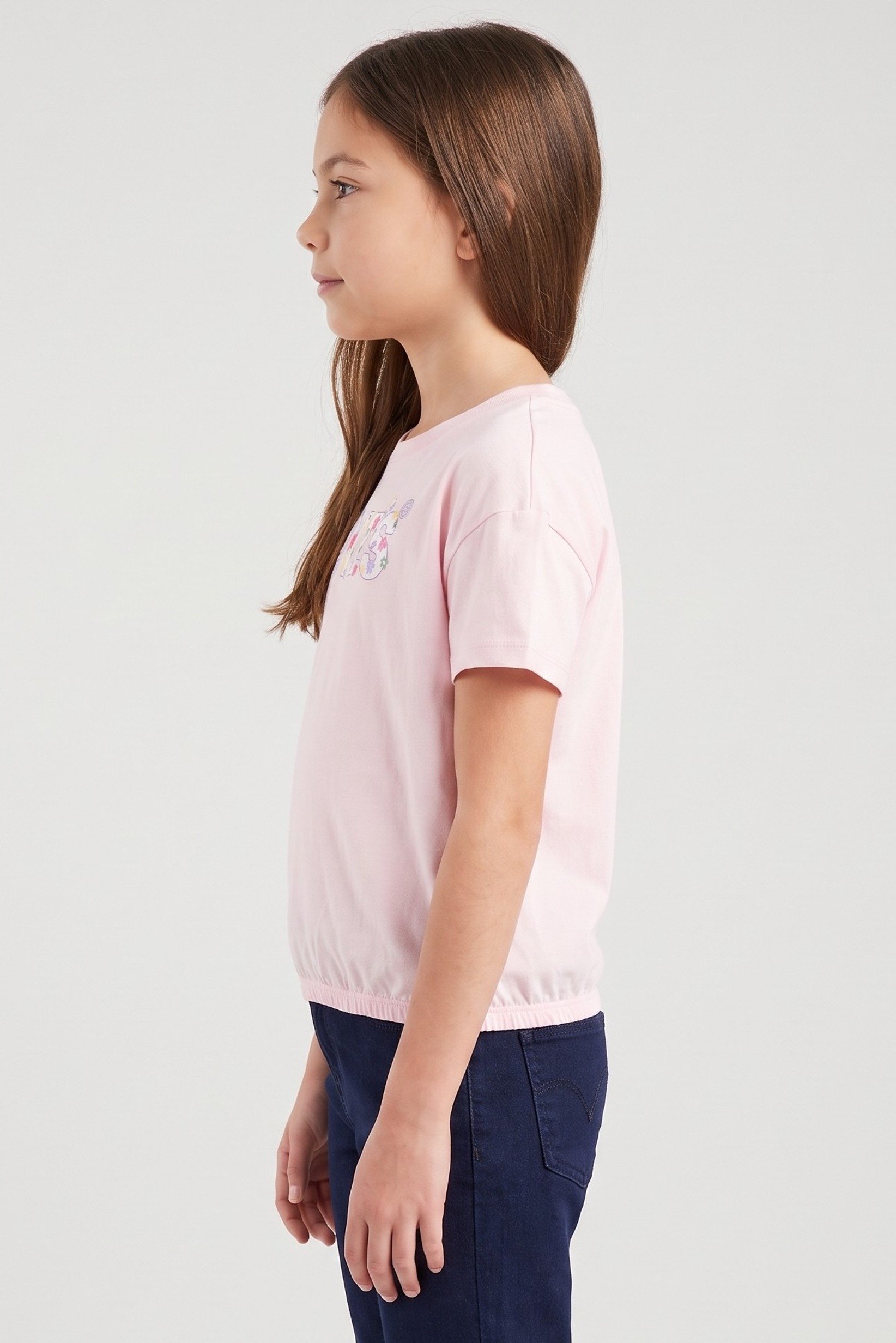 Kids Girl Brand Logo Short Sleeve Top, Pink