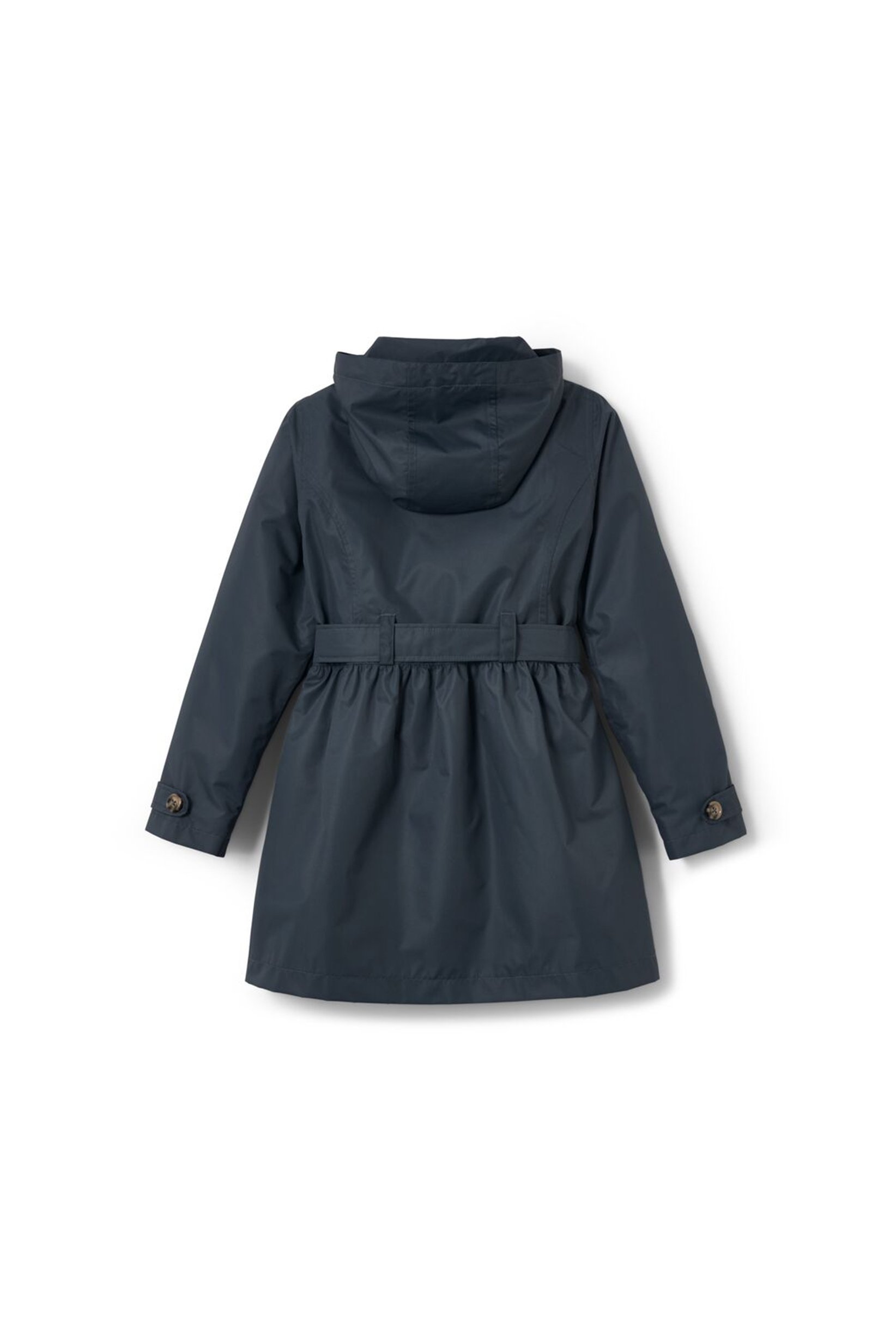 Kids Girl Plain Belted Trench Coat, Navy