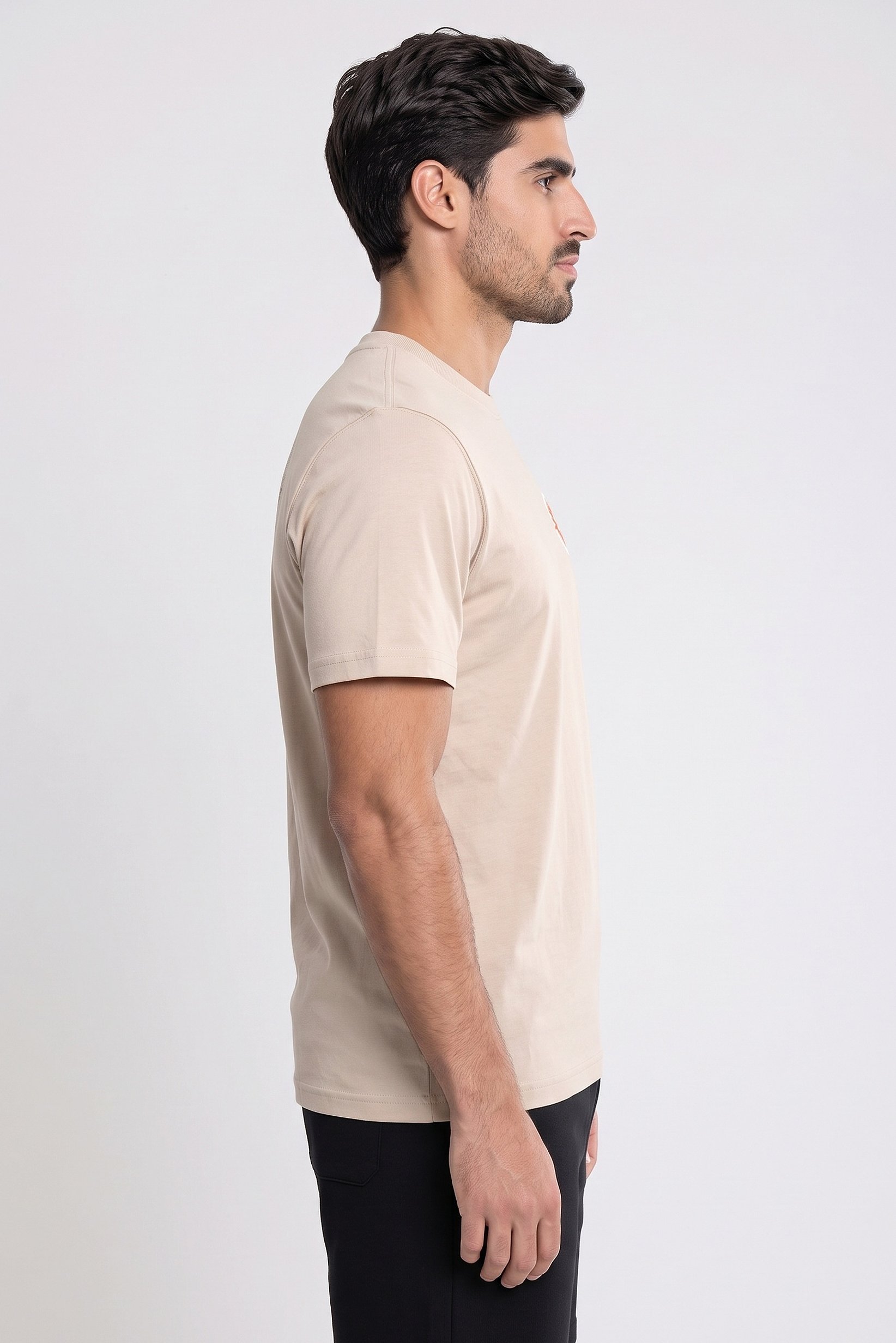 Men Relaxed Fit Short Sleeve Outdoor T-Shirt, Beige