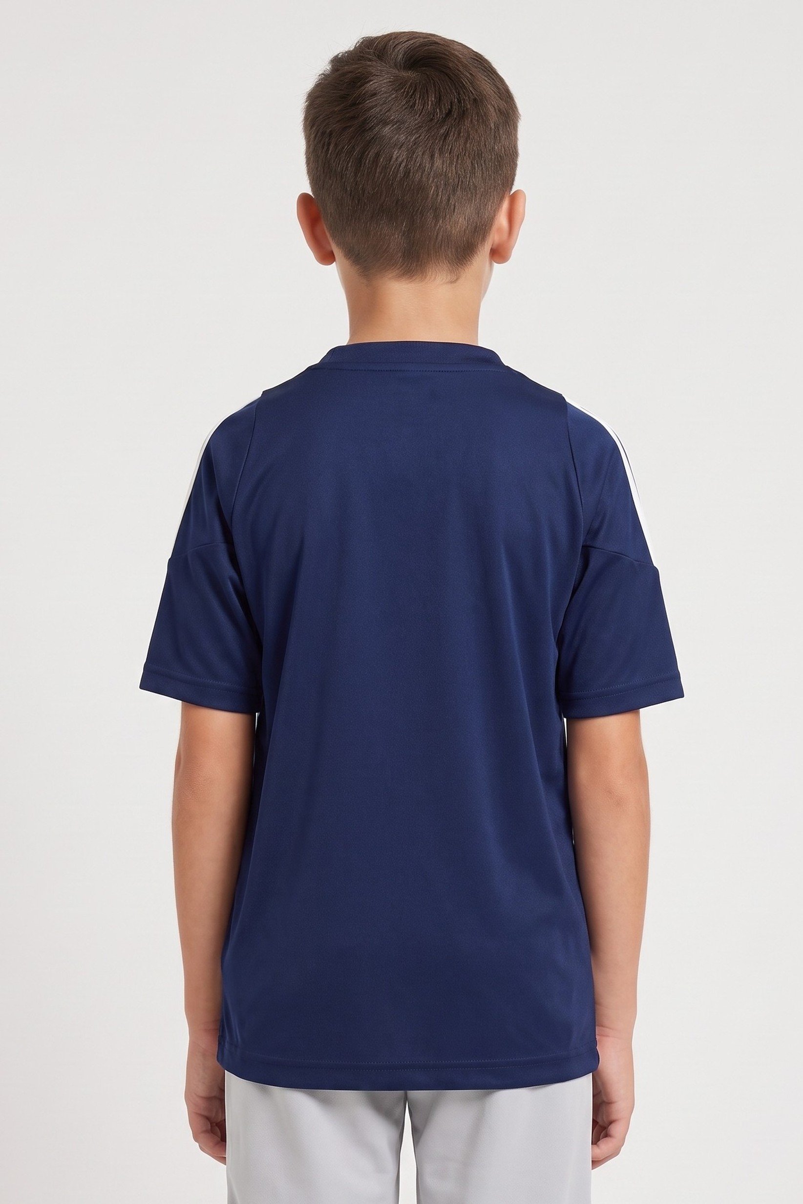 Kids Boy Embroidered Logo Short Sleeve Training T-Shirt, Navy Blue
