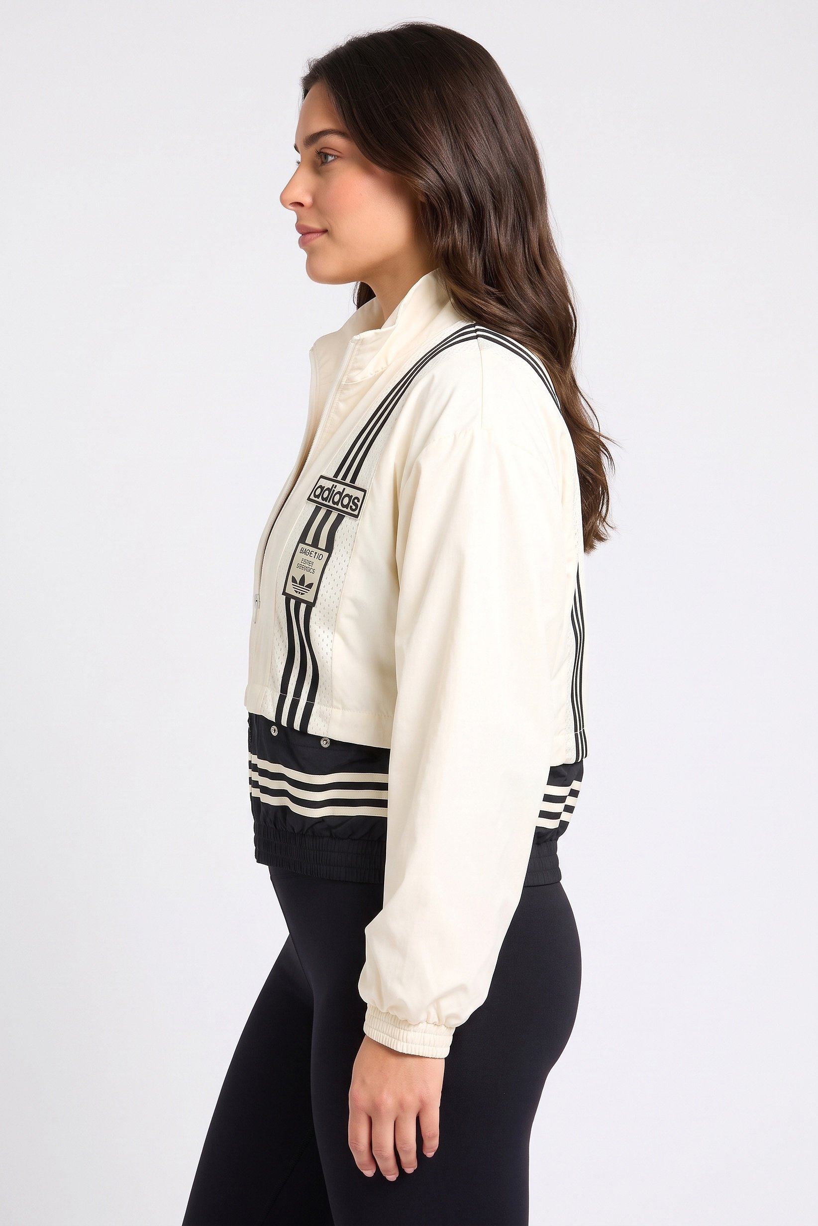 Women Sportswear Fit Long Sleeve Outdoor Two-In-One Track Jacket, Cream