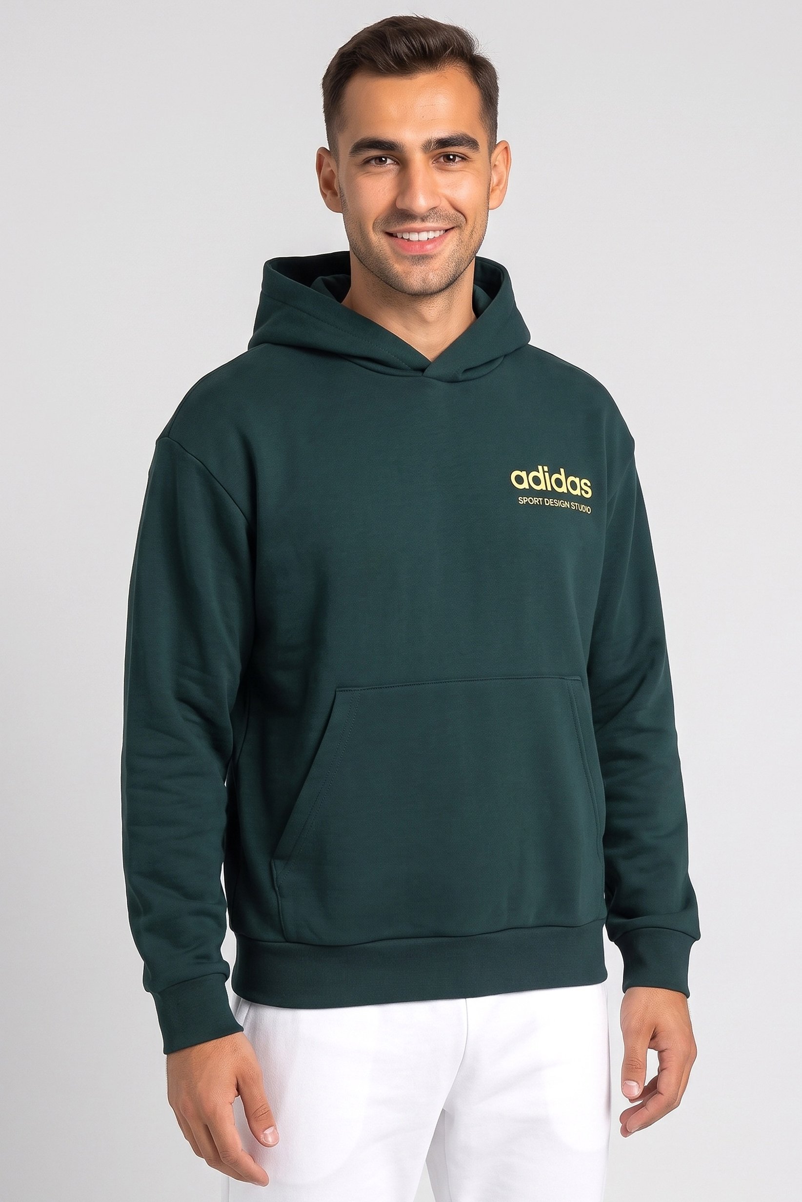 Men Sportswear Fit Long Sleeve Outdoor Hoodie, Dark Green