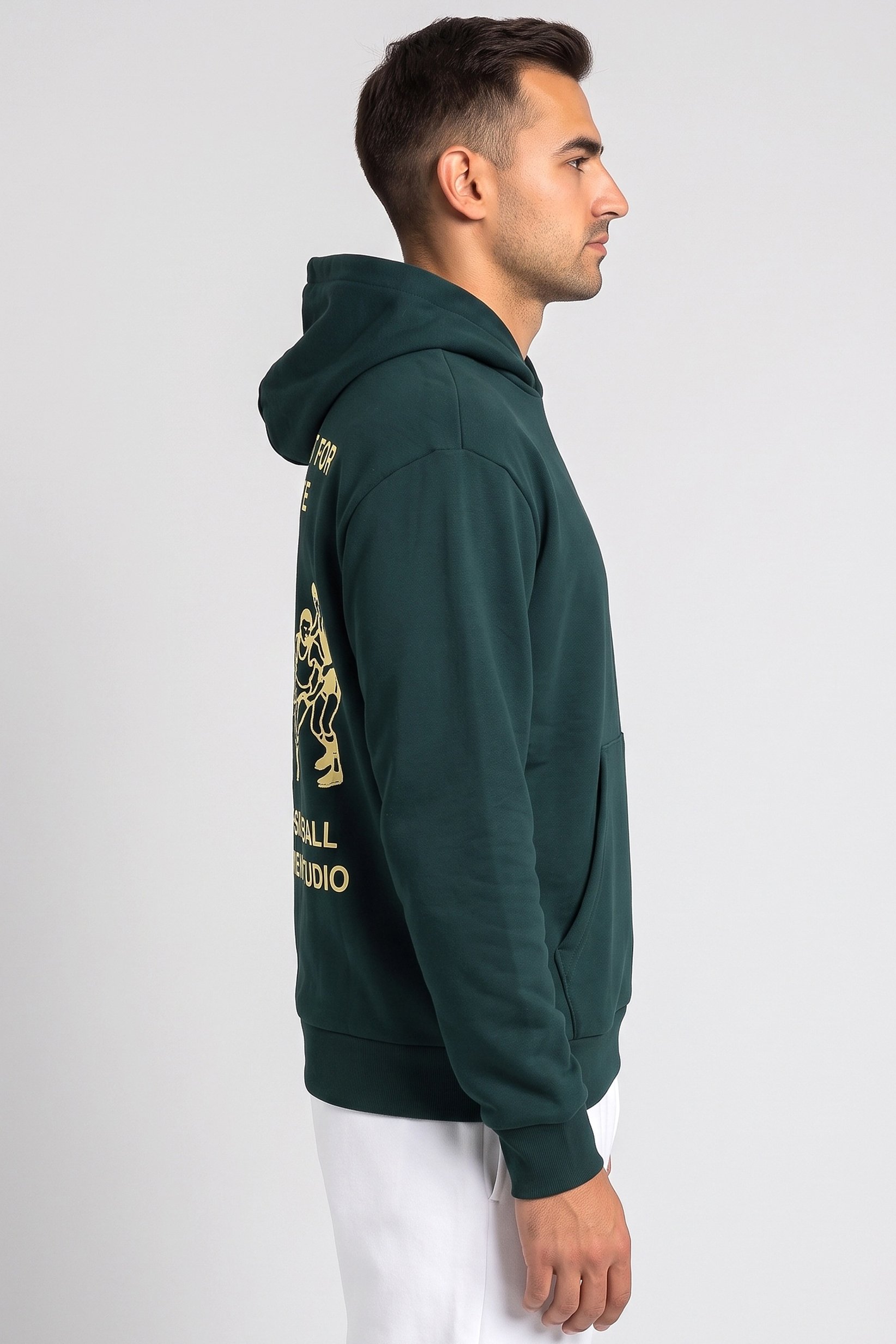 Men Sportswear Fit Long Sleeve Outdoor Hoodie, Dark Green