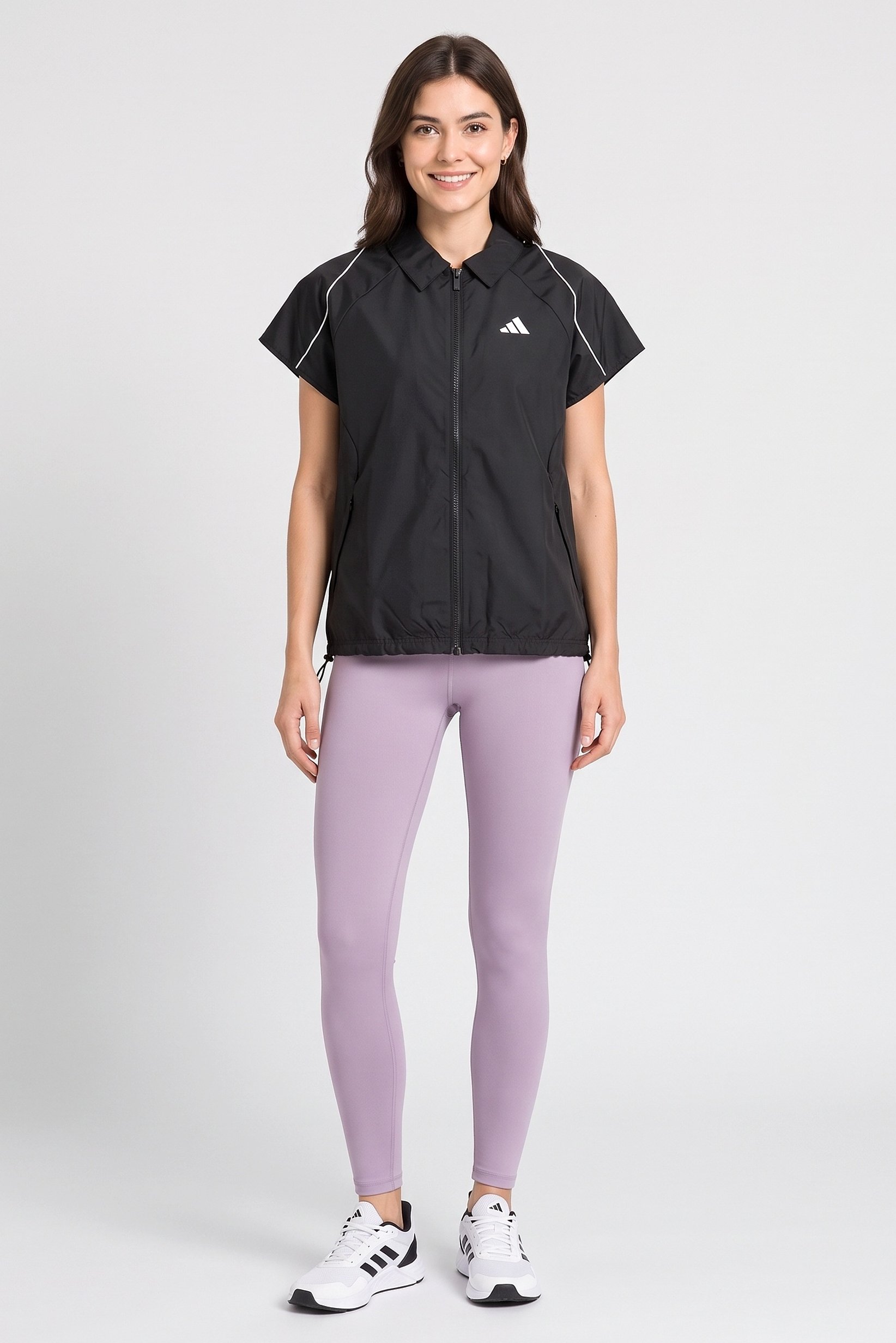 Women Sportswear Fit Short Sleeve Stadium Cover Up Shirt, Black