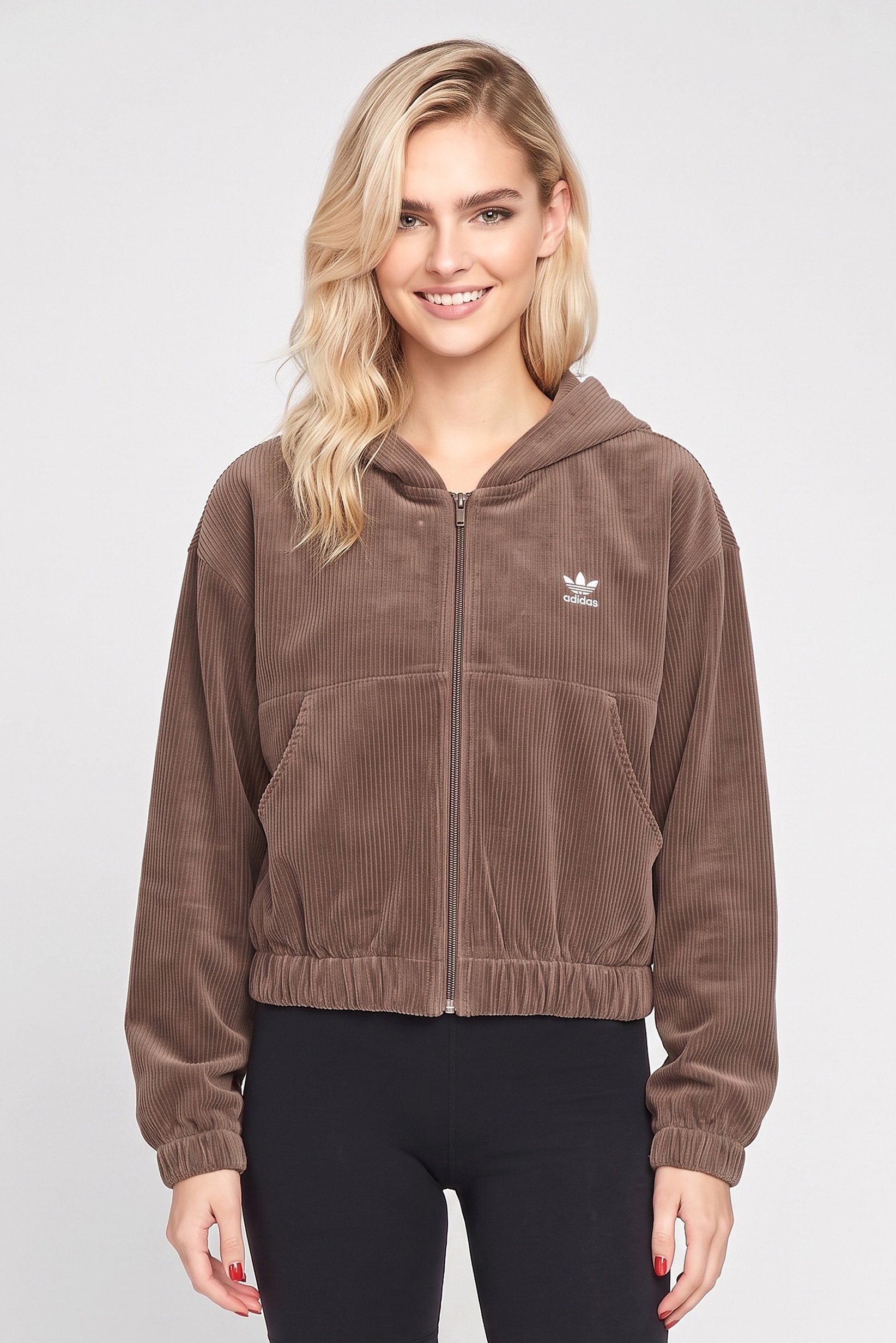 Women Sportswear Fit Long Sleeve Outdoor Track Jacket, Brown