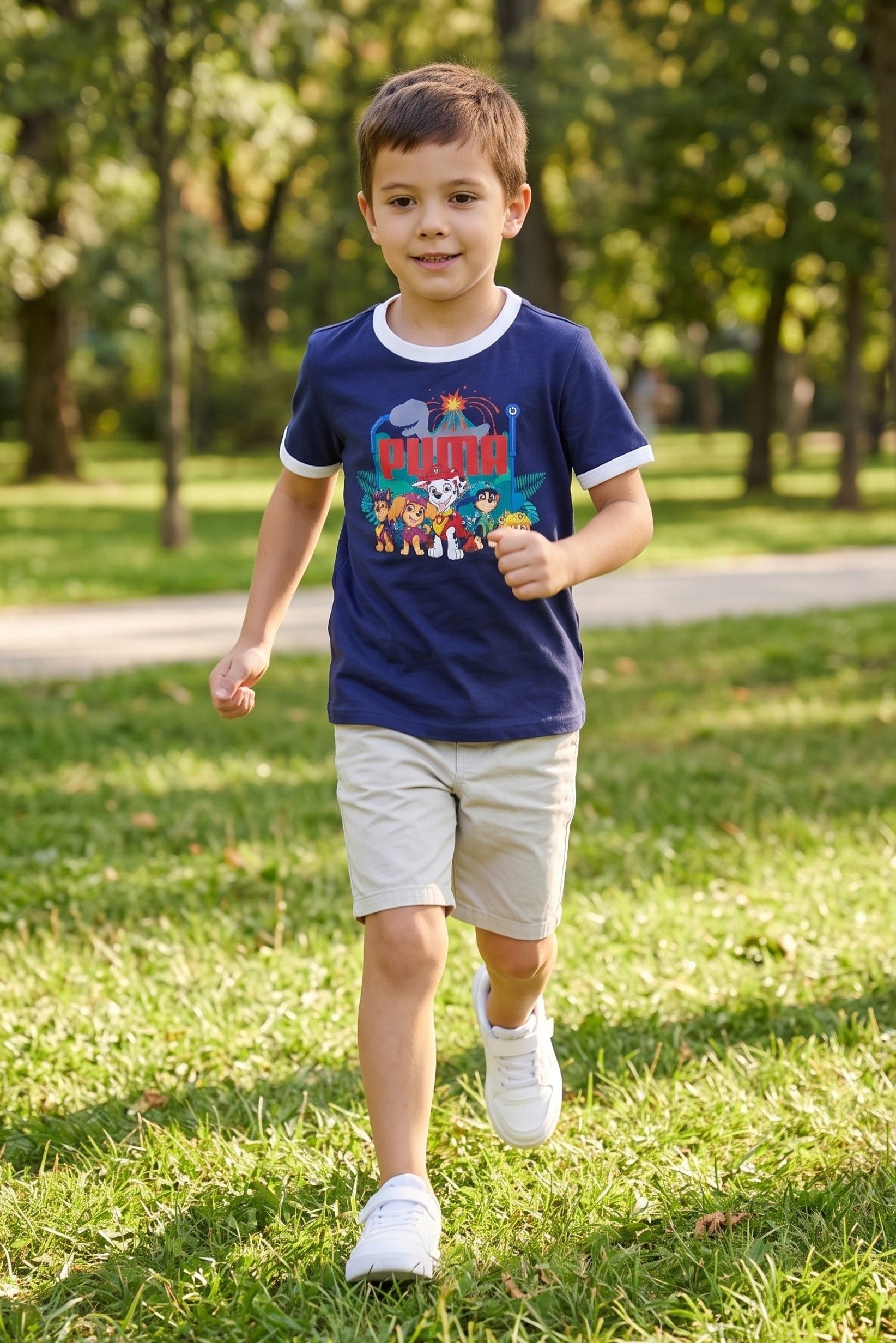 Puma x Paw Patrol Kids Boy Sportswear Fit Short Sleeve Outdoor T-shirt, Navy