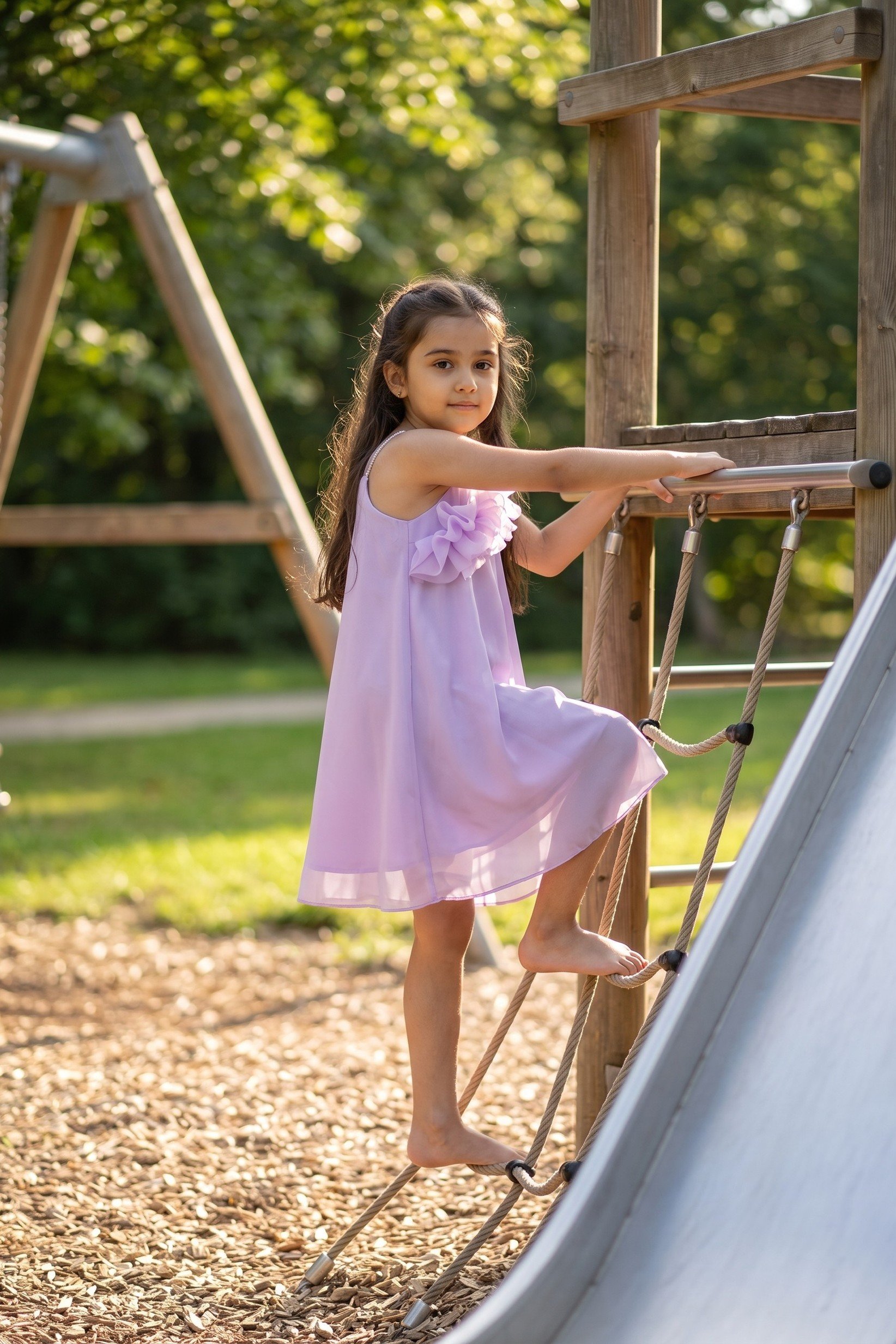 Kids Girl Textured Dress, Lavender
