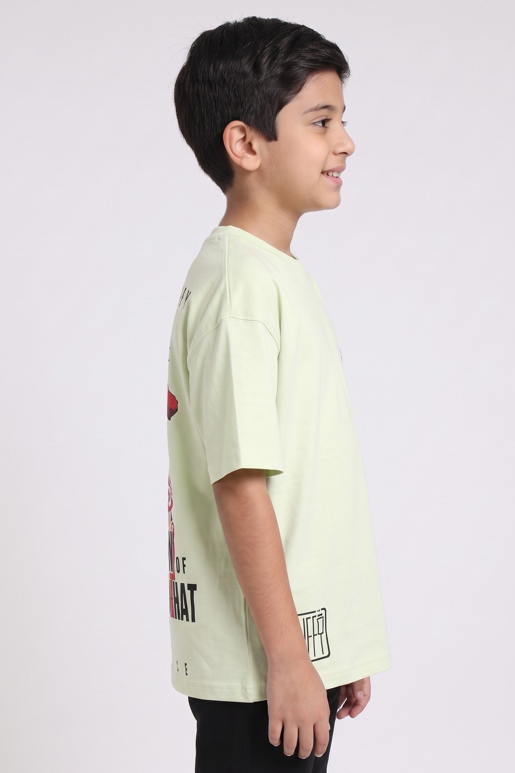 Kids Boy Oversize Crew Neck Short Sleeve Graphic Print T-Shirt, Lime Green