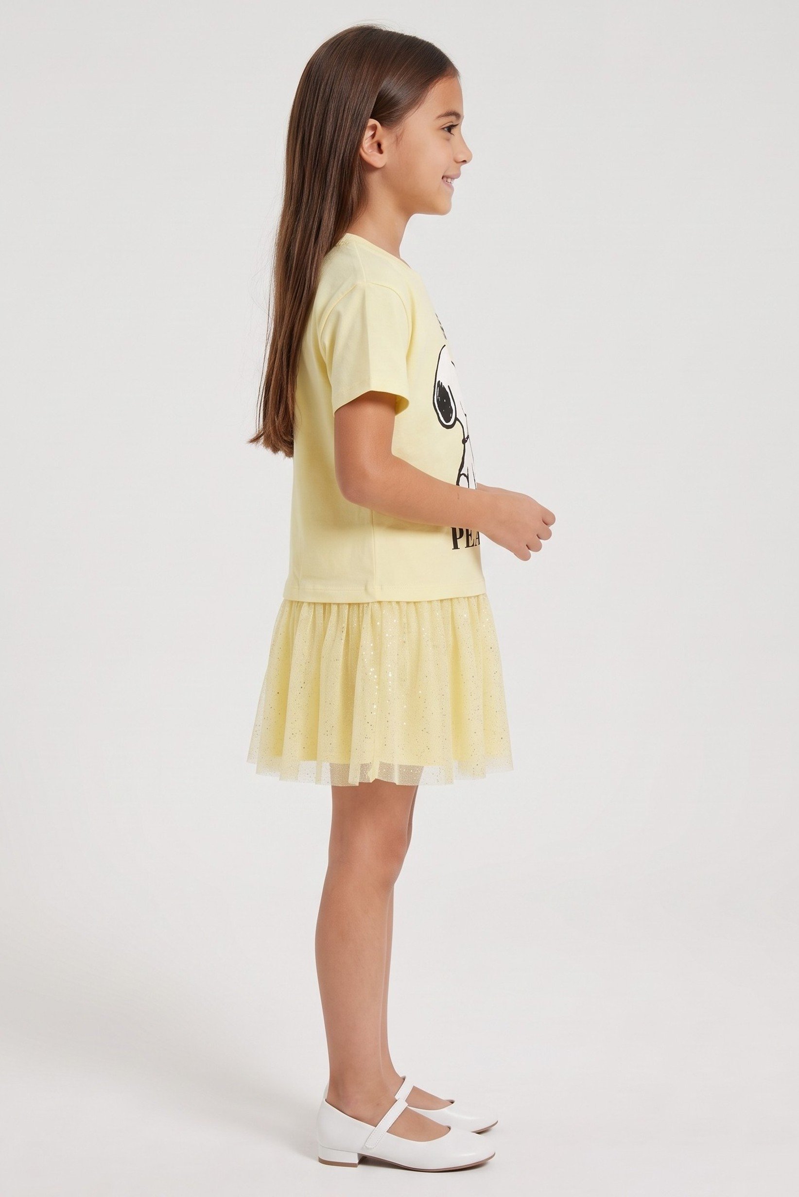 Kids Girl Graphic Print Dress, Yellow