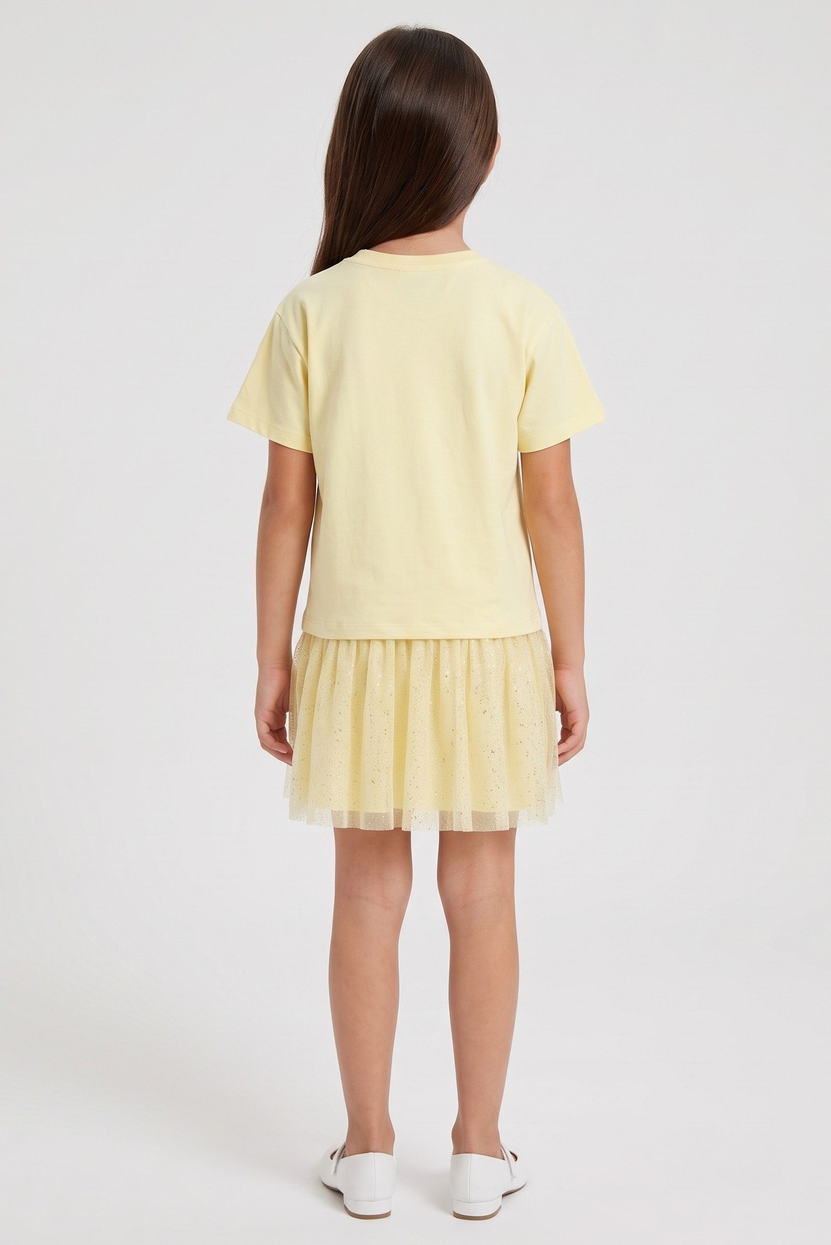 Kids Girl Graphic Print Dress, Yellow