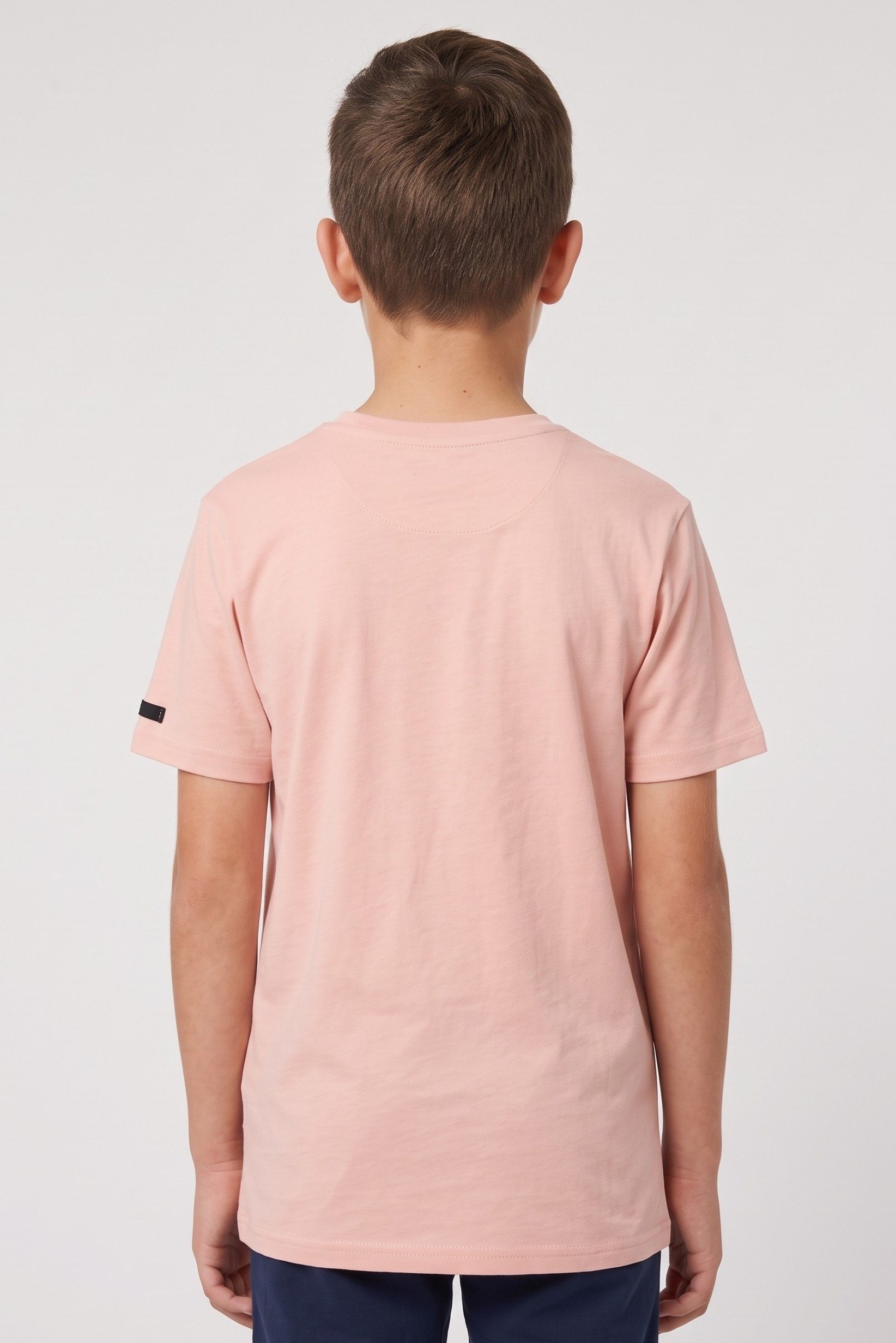 Kids Boy Crew Neck Short Sleeve Brand Logo T-Shirt, Peach