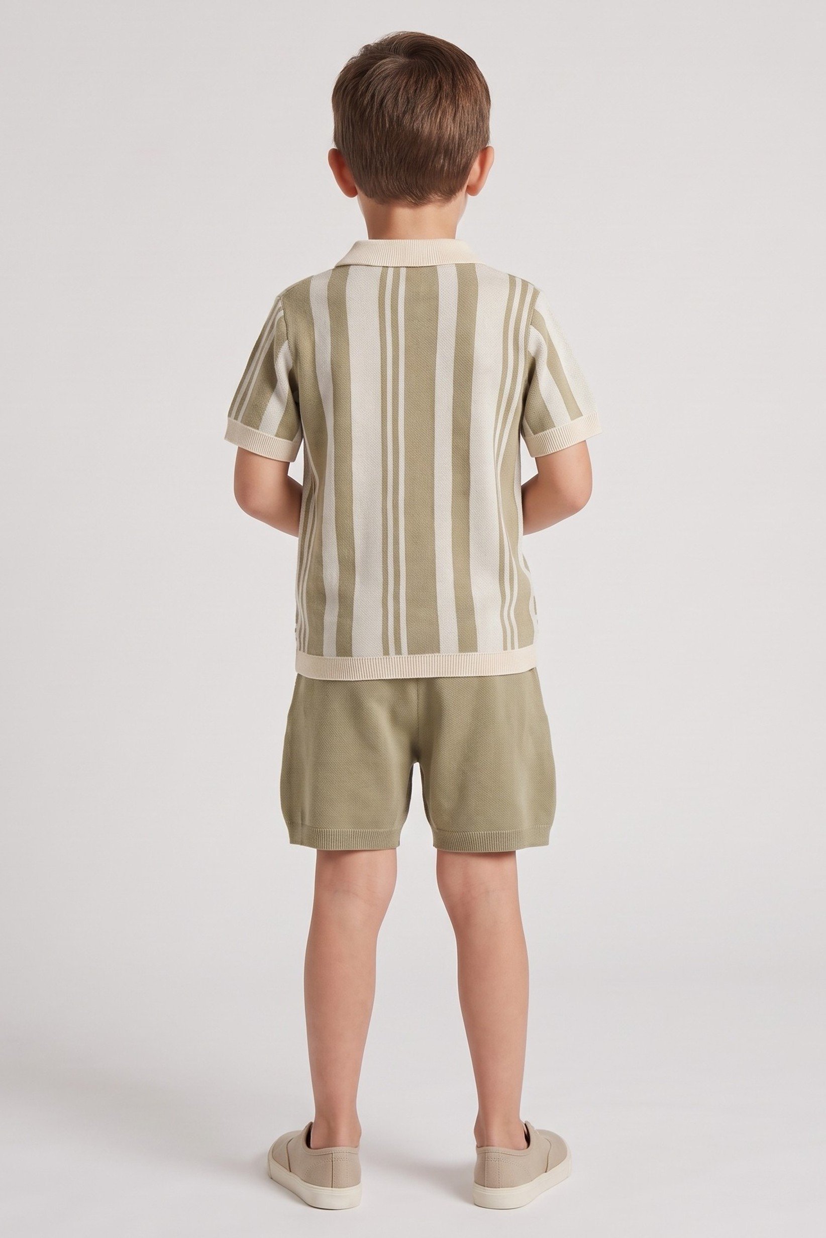 Kids Boy 2 Pieces Knitted Shirt And Shorts Set, Multicolor