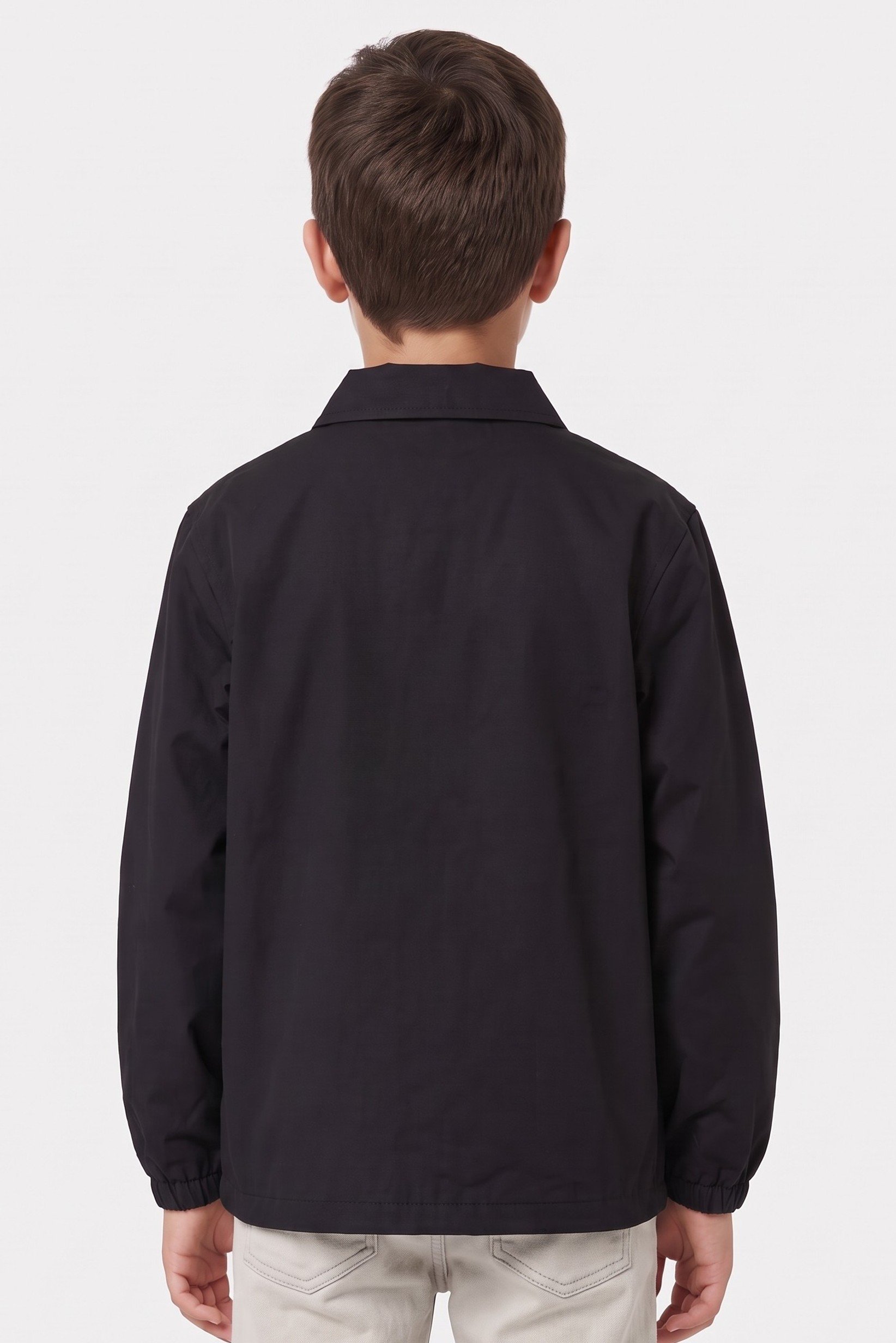 Kids Boy Embroidered Logo Jacket Shirt, Black