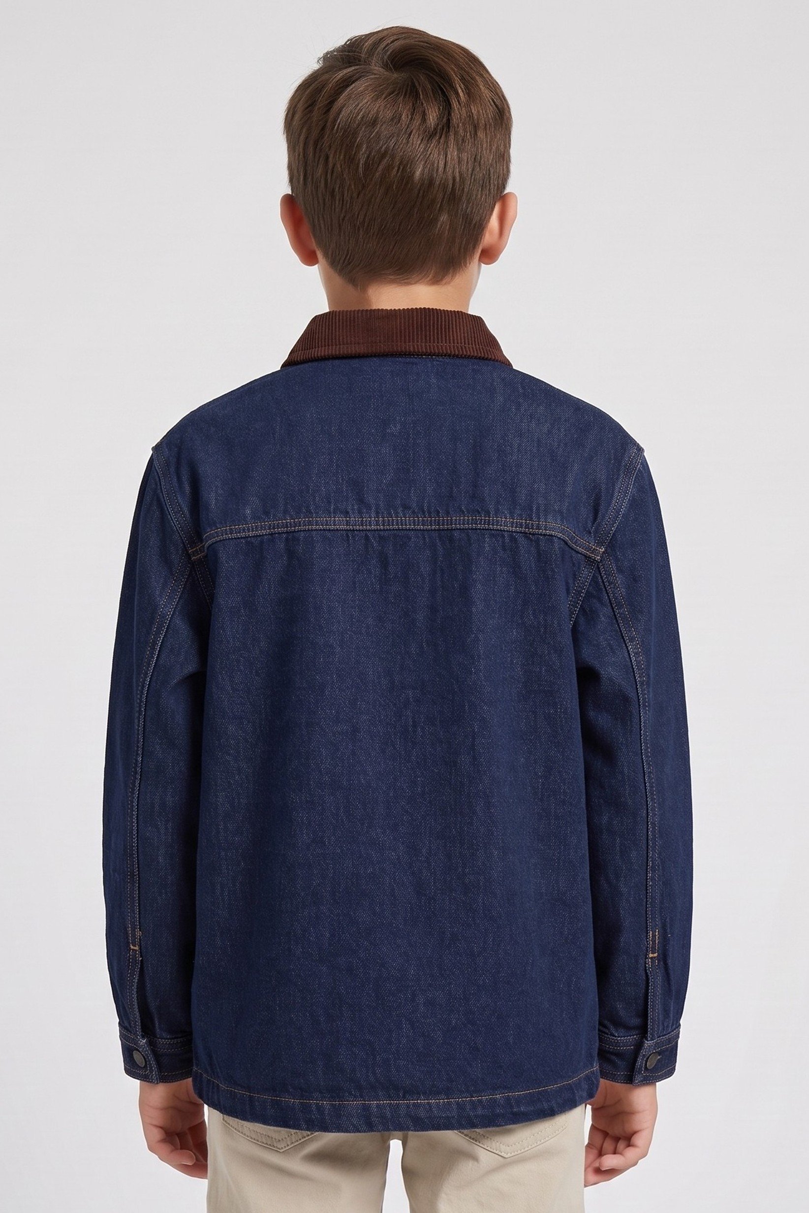 Kids Boy Brand Logo Denim Jacket Shirt, Dark Navy