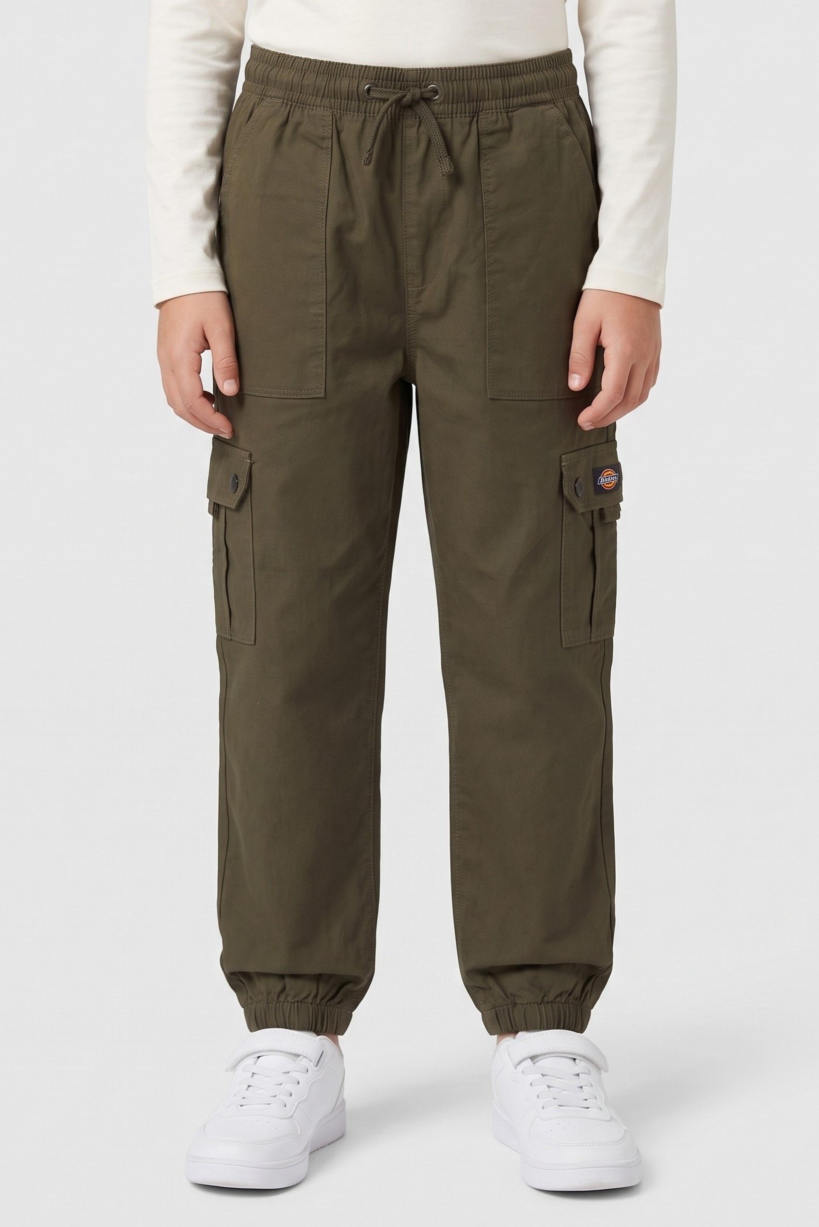 Kids Boy Solid Cargo Pants, Dark Olive