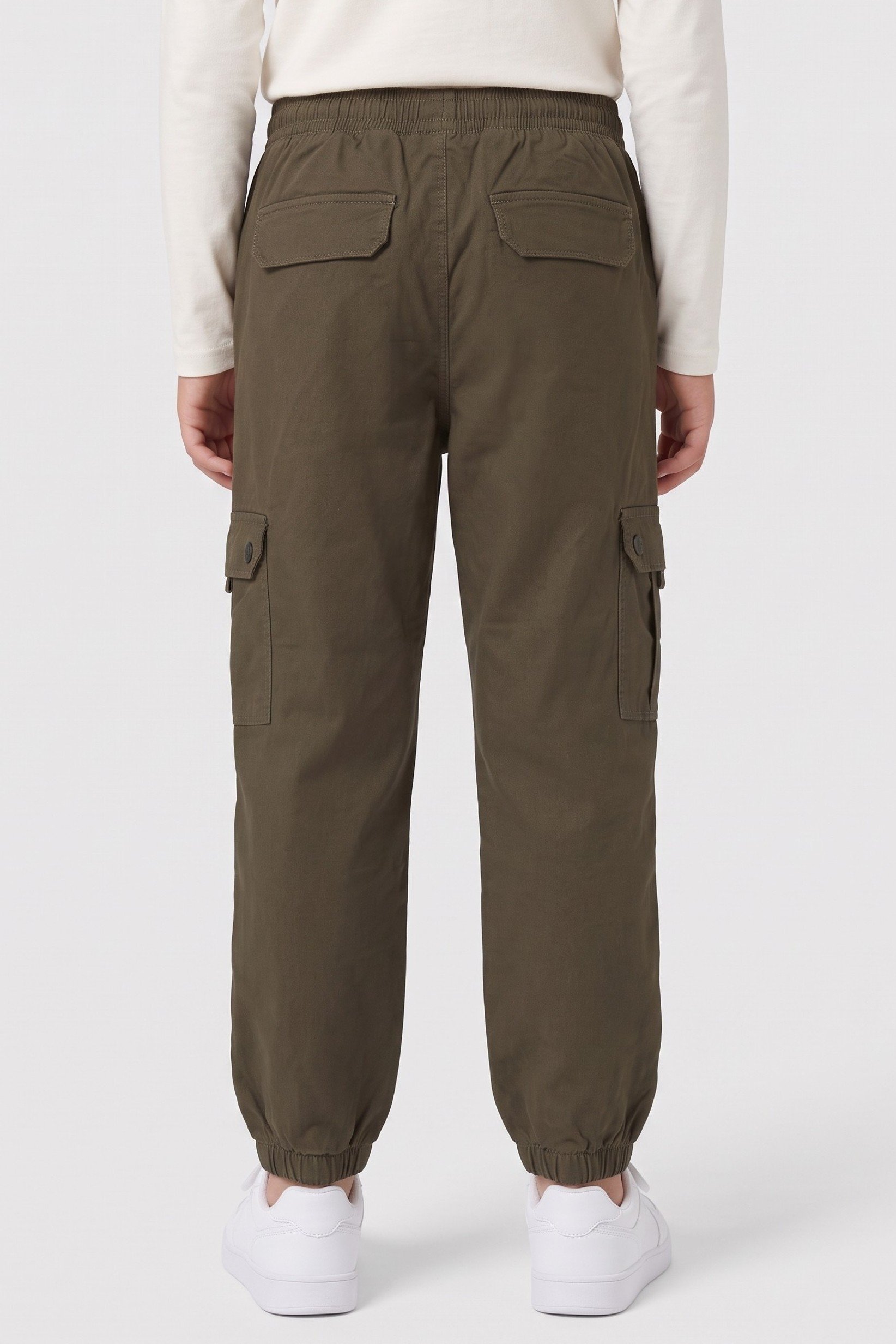 Kids Boy Solid Cargo Pants, Dark Olive