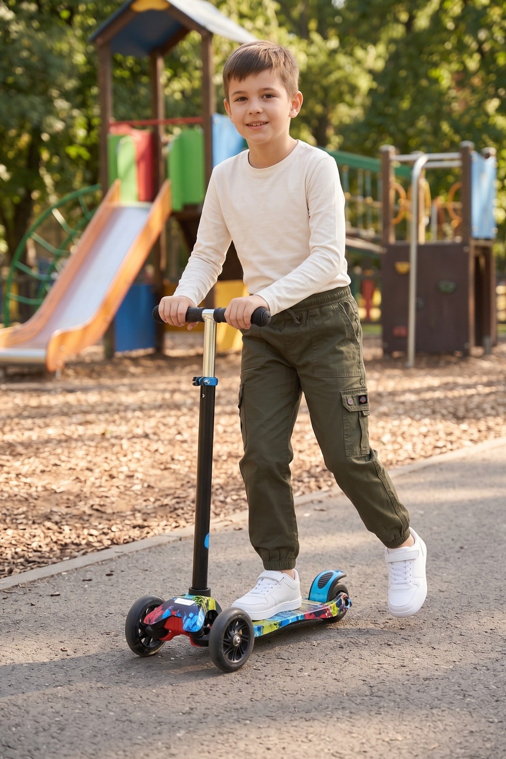 Kids Boy Solid Cargo Pants, Dark Olive