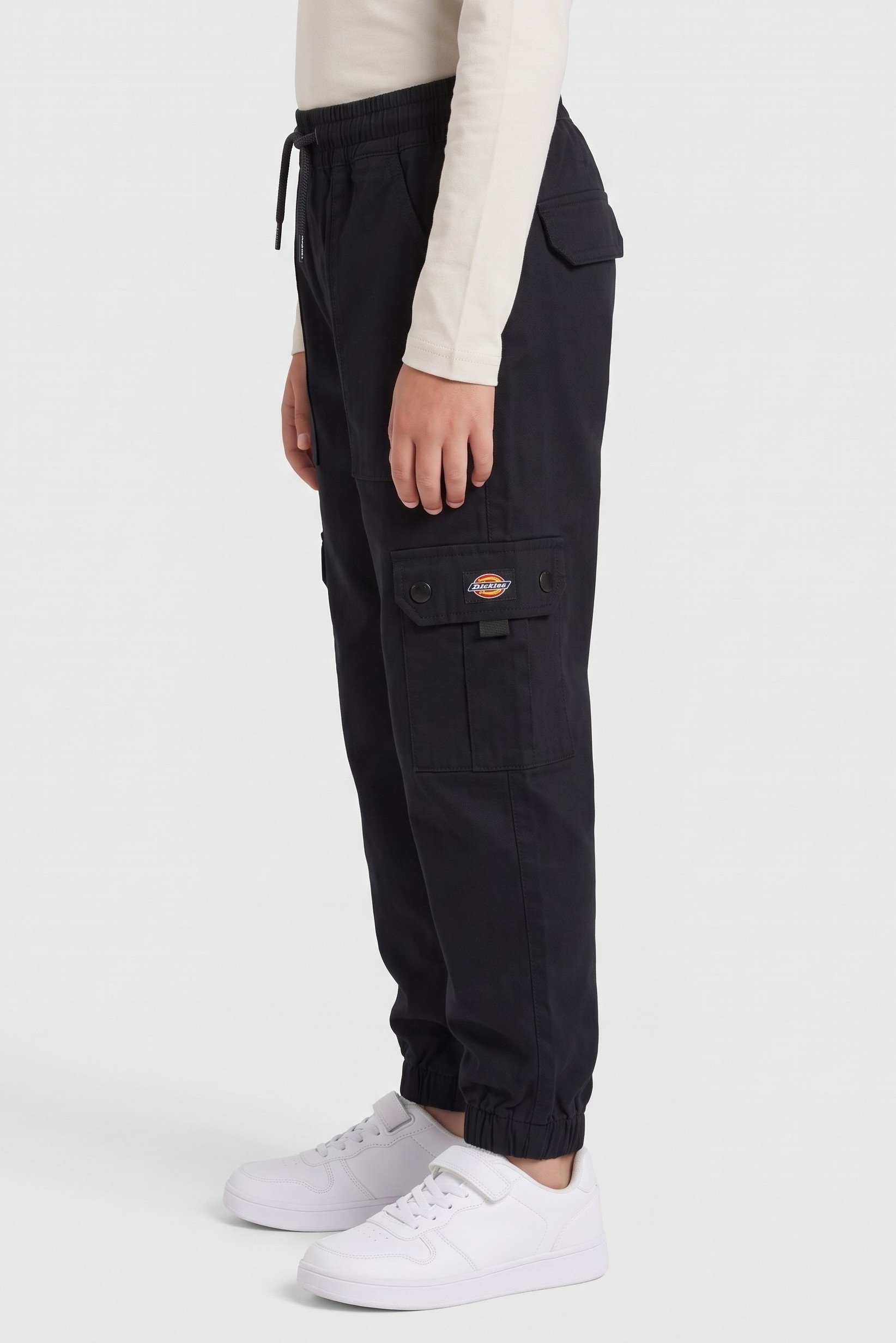 Kids Boy Solid Cargo Pants, Black